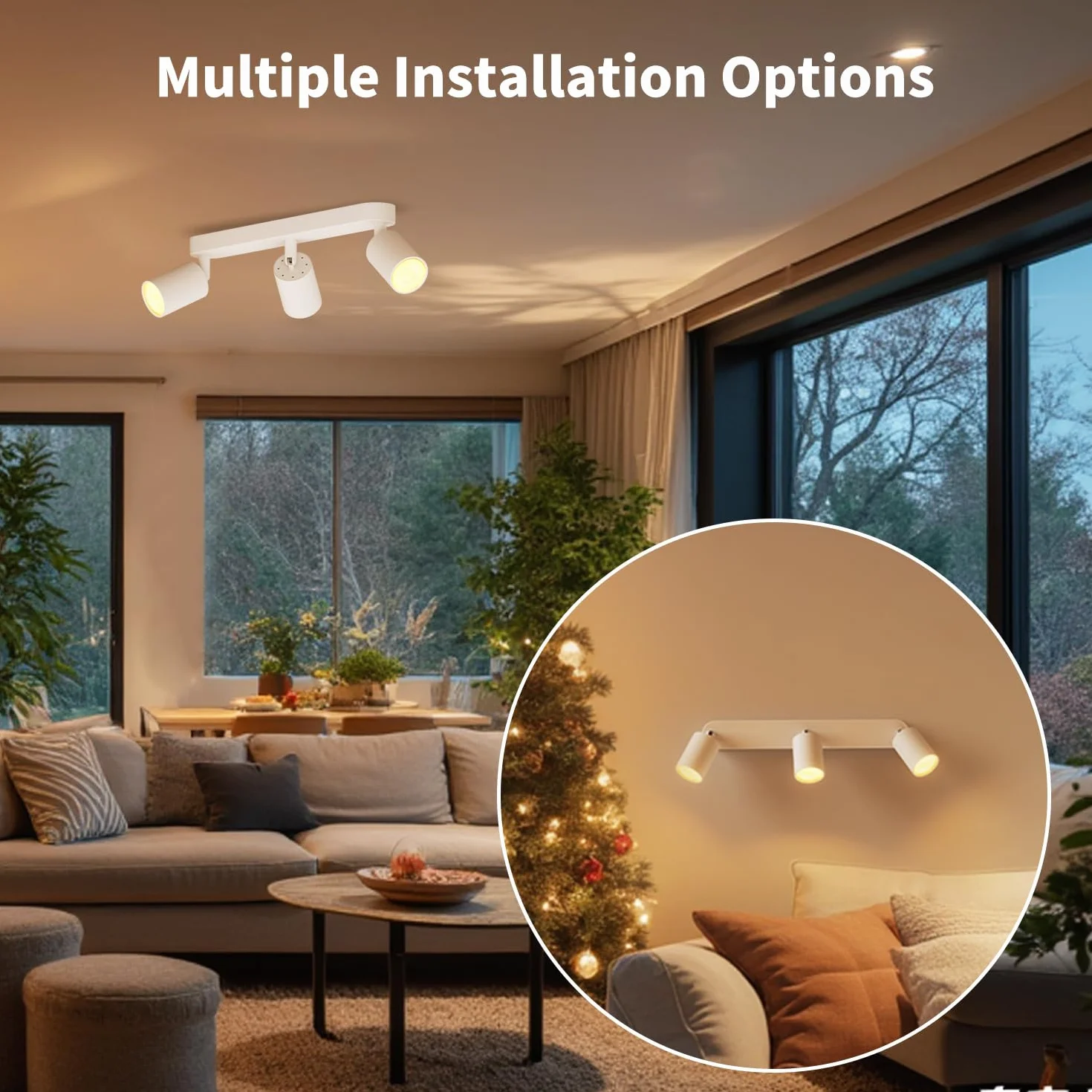 LVWIT Foco de Techo LED Blanco 3 Focos Orientable GU10 Lámpara de Techo Moderna