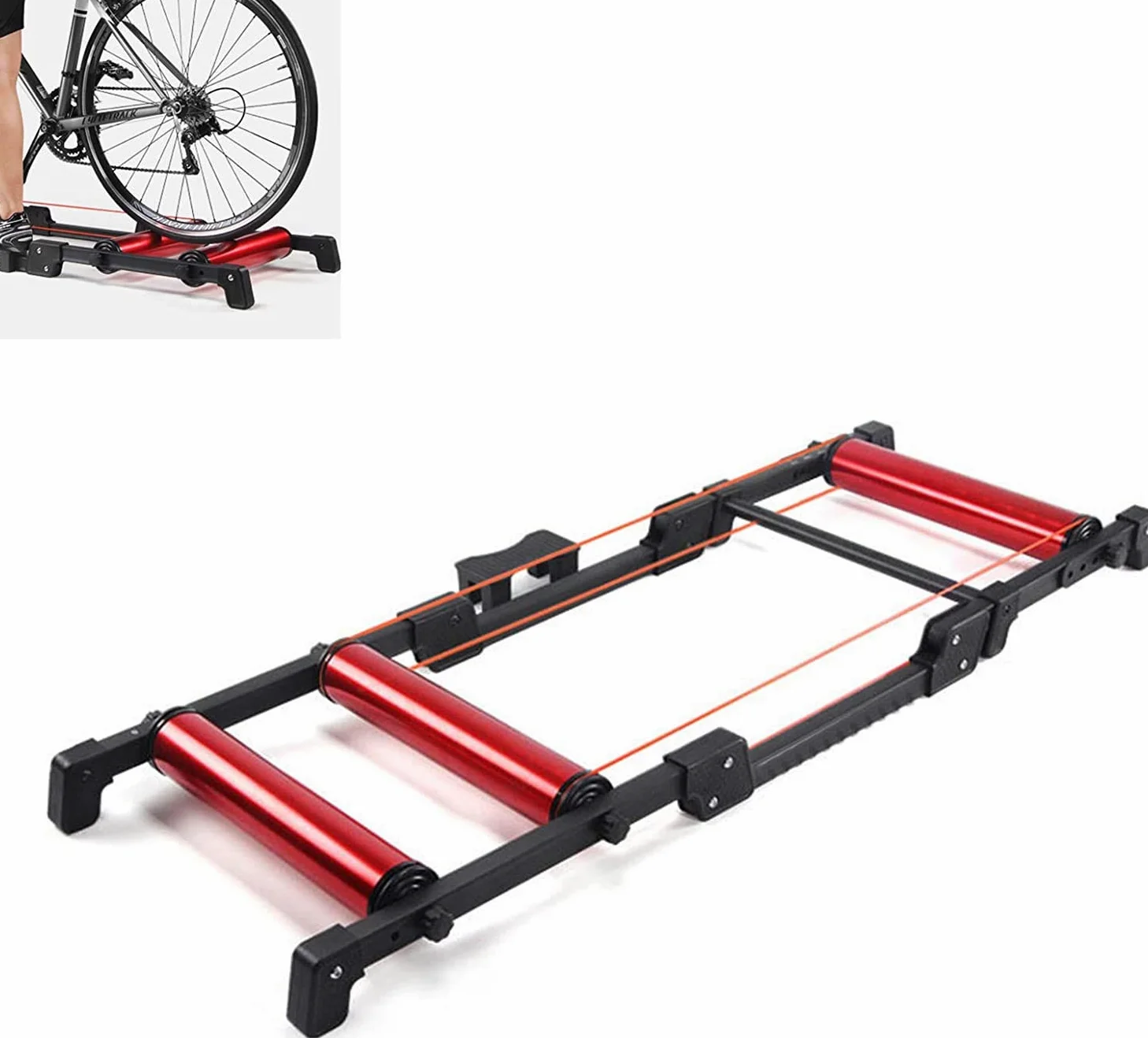 Soporte para Entrenador de Bicicleta, Entrenador de Bicicleta de Interior, Rodillos de Bicicleta Plegables, Rodillo de Entrenamiento de Bicicleta de Ciclismo de Interior, Rojo