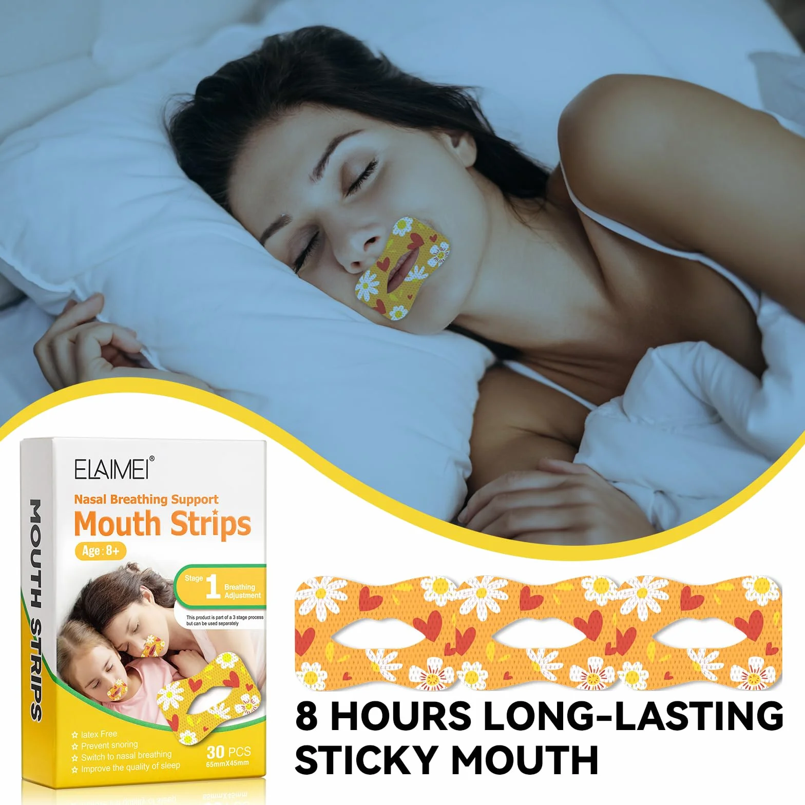 Tiras Bucales Antirronquidos, Cinta Bucal para Dormir, Mejora Sueño y Reduce Ronquidos