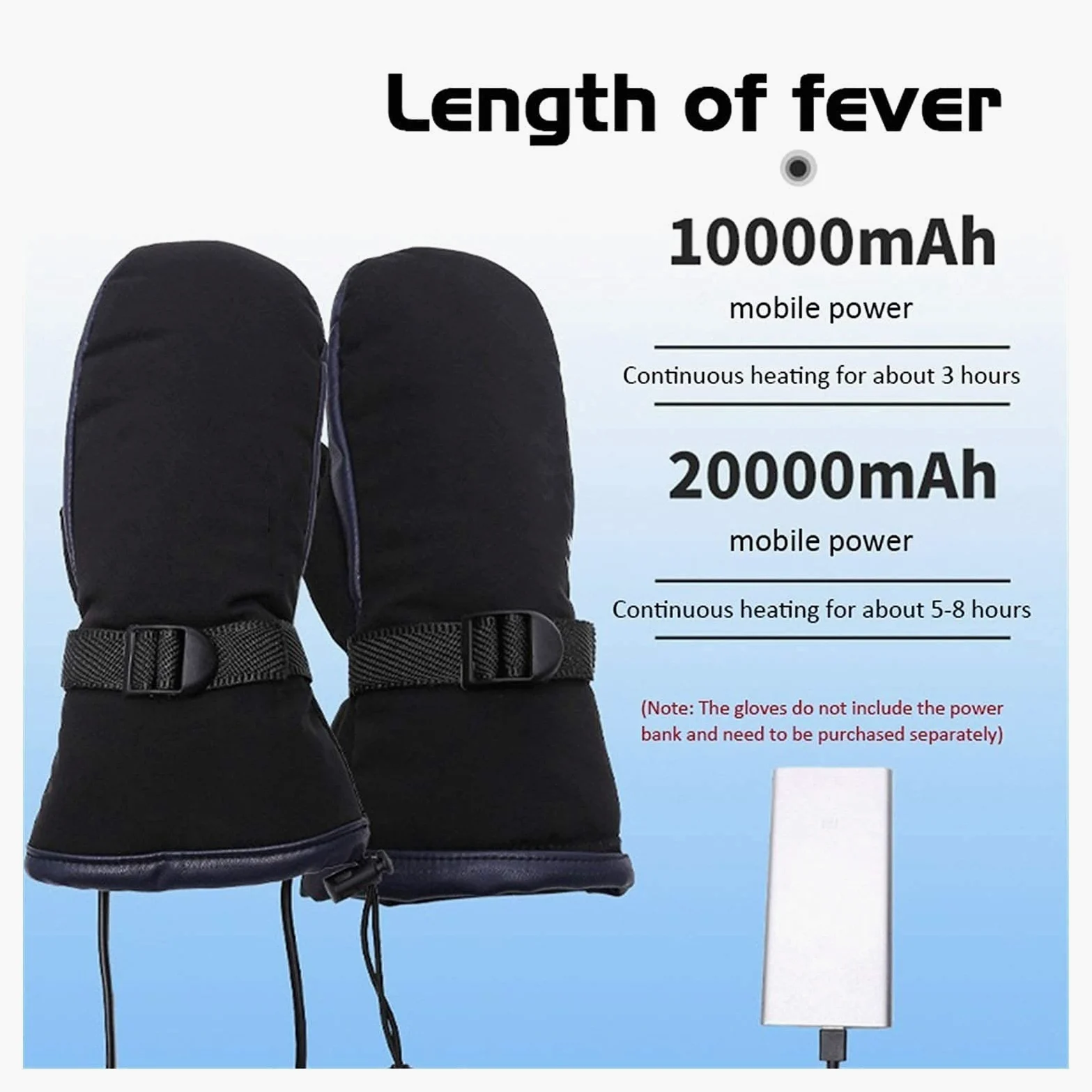 Guantes calefactables, 1 par USB de Invierno Calentador de Manos Ciclismo Motocicleta Bicicleta Guantes de esquí Guantes calefactores eléctricos Equipos de Pantalla táctil recargab