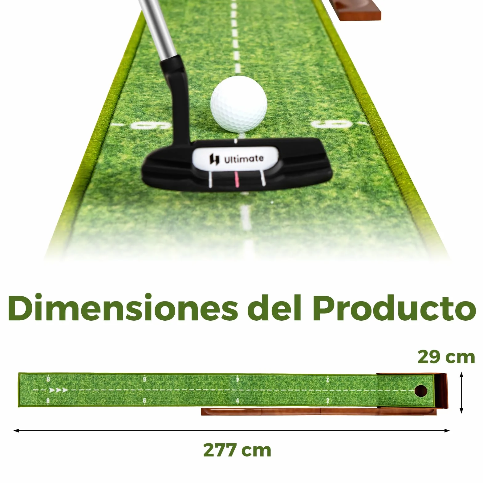 COSTWAY Mini Golf, Alfombra de Putting de Entrenamiento de Golf Interior y Exteriores, 1/2/3 Tamaños De Orificios, Retorno automático de la Bola, 3 Pelotas, Cesped de Minigolf (1 Orificio)