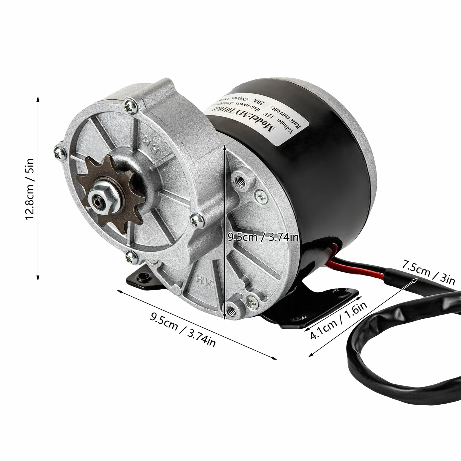 Motor eléctrico 12V 250W reductor engranajes escobillas 2750 rpm bicicleta eléctrica scooter