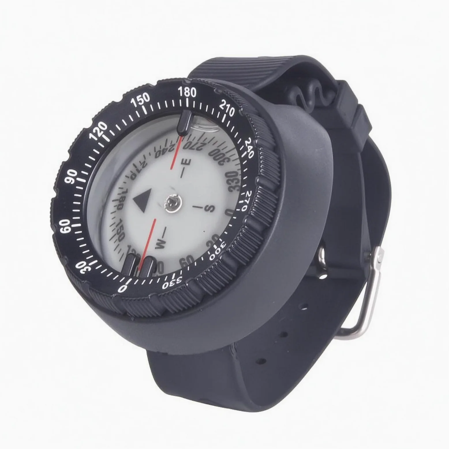 LOVIVER Brújula de Buceo Reloj Brújula Instrumento de Navegación Bisel Moleteado Esfera Redonda Correa Ajustable Hebilla Metálica Material Adecuado para Buceo y Actividades Acuáticas