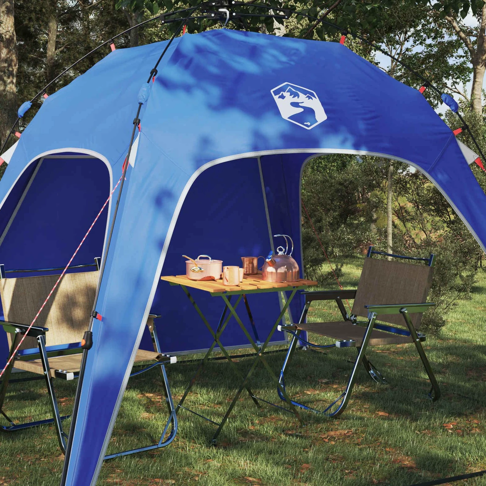 Tienda de campaña instantánea moderna para 4 personas con marco de acero resistente, práctico kit de camping que incluye cuerdas tensoras y estacas