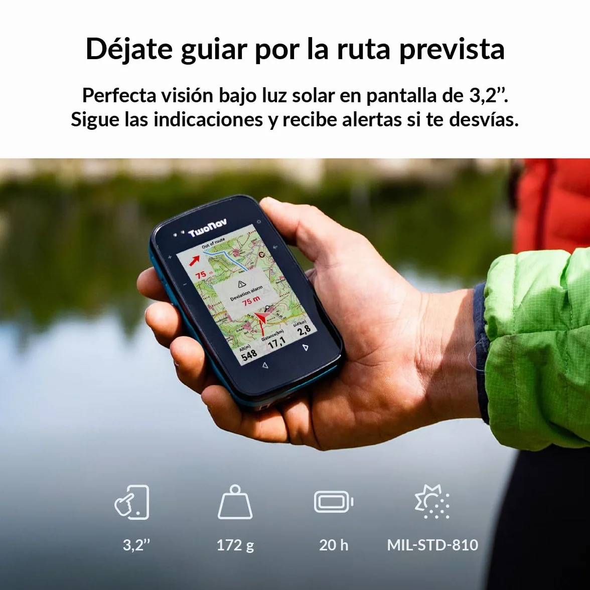 TwoNav Cross Plus (64 GB) + Mapa Completo España IGN Topo 1:25.000 Instalado, GPS con Pantalla 3.2 Pulgadas para MTB, Ciclismo, Trekking o Senderismo