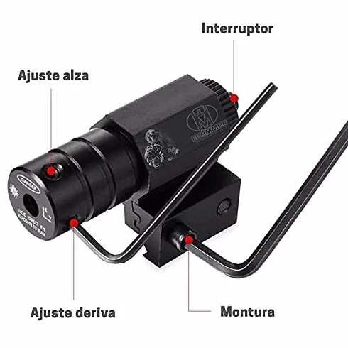 Visor/Puntero Rojo con Picatinny para Pistolas de Aire comprimido y balines o de Airsoft (Uso Deportivo)