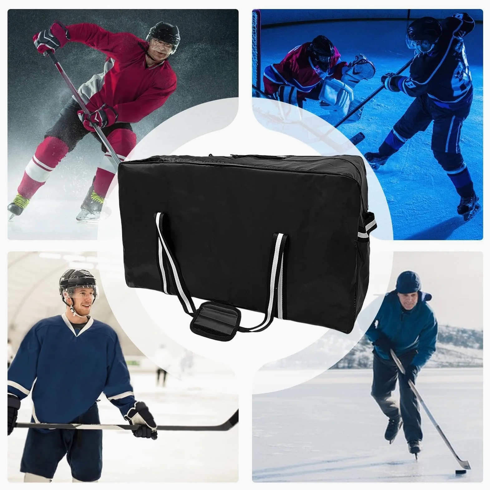 Bolsa De Hockey sobre Hielo - Bolsa De Equipo De Hockey De Gran Capacidad, Bolsa De Hockey Duradera Y Elegante | Diseño Espacioso Ajustable para Patines, Palos, Almohadillas Y Equipos, V