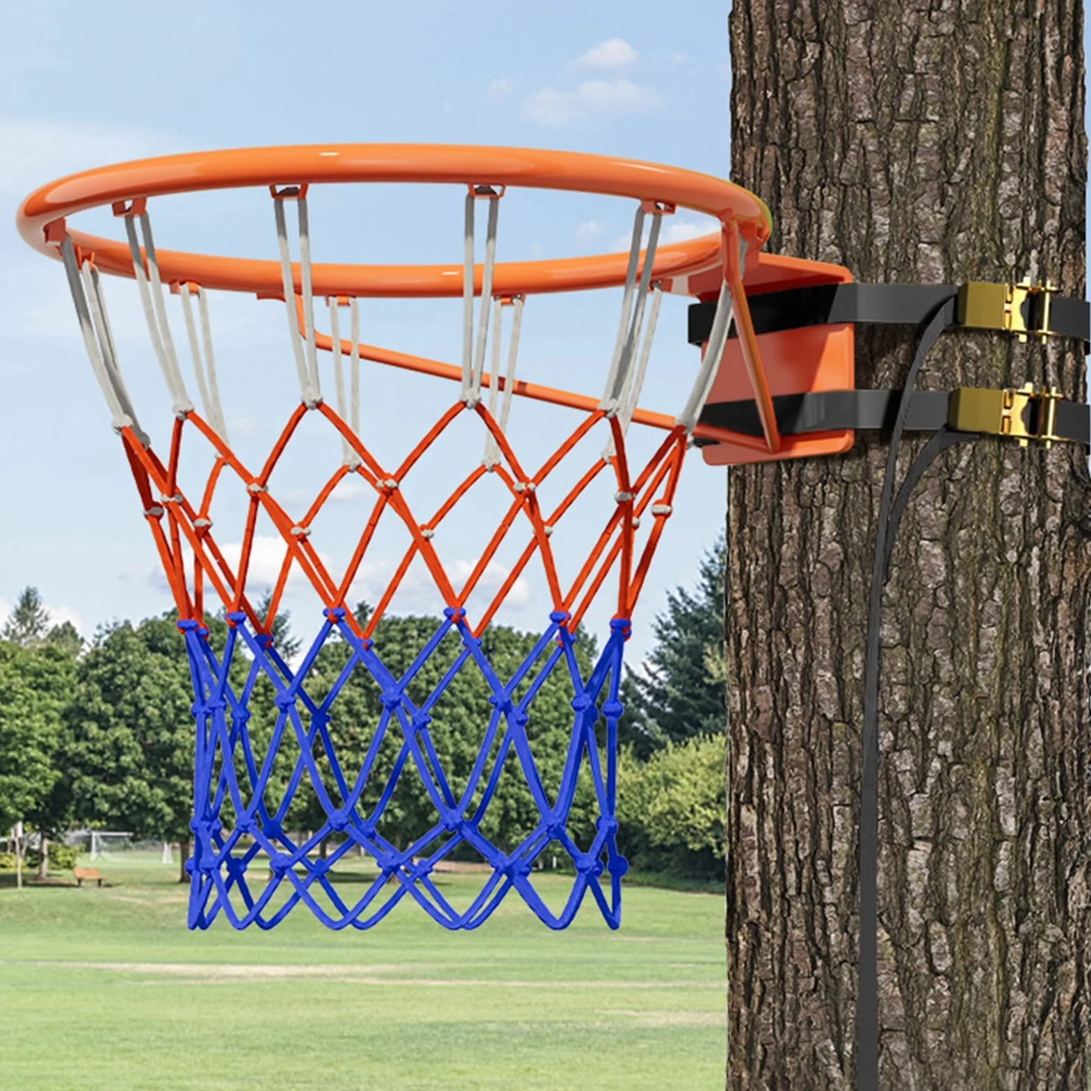 Aro de Baloncesto de Pared 46cm Exterior - Canasta Acero con Red, Altura Ajustable (200-250cm), Resistente a la Intemperie para Jardín OXFUZZ