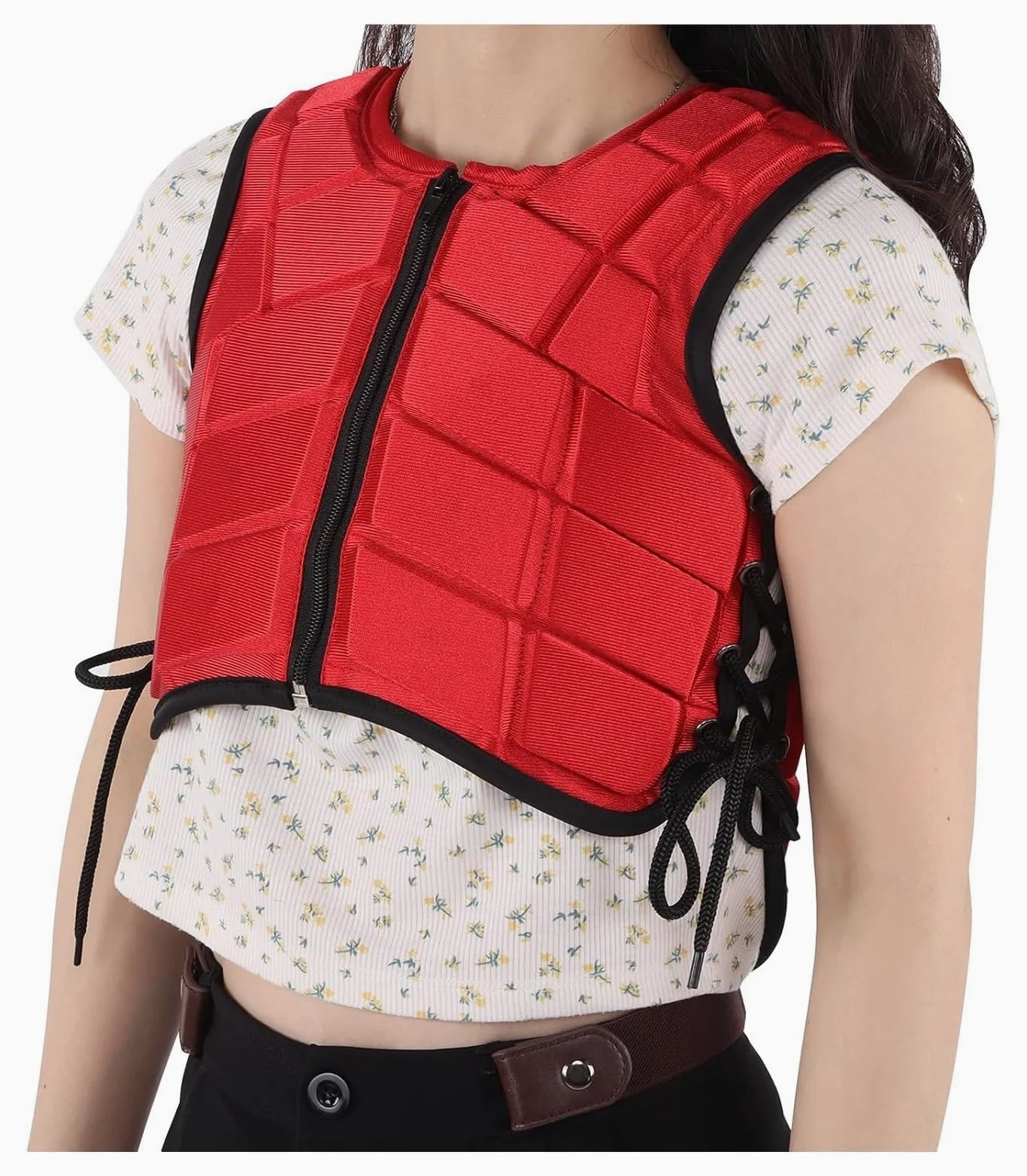 Ecuestres chaqueta protectora chaleco， Chaleco ecuestre, chaleco de seguridad for montar a caballo, equipo de protección acolchado de espuma de nailon, chaleco rojo for niños