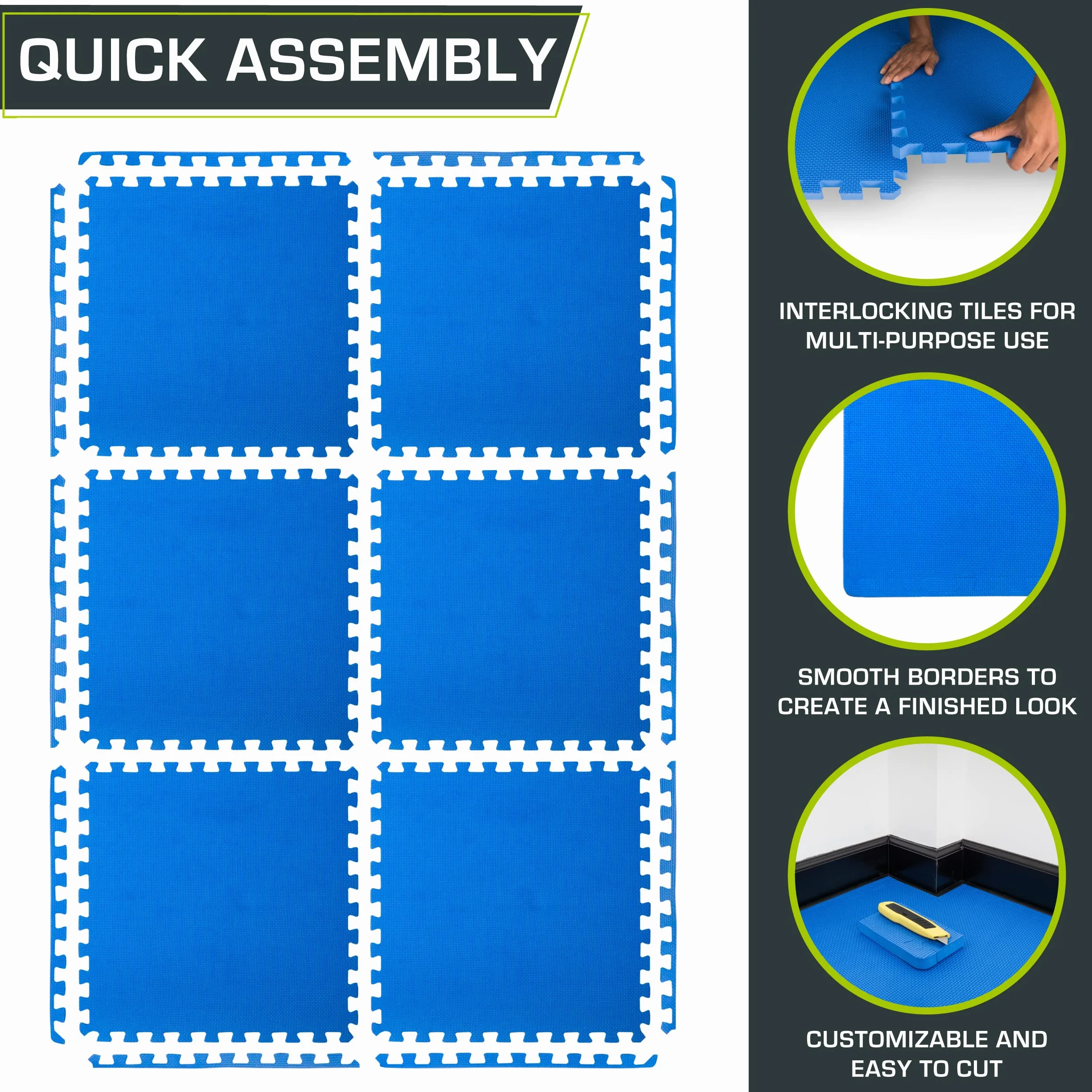 ProsourceFit Extra Thick Puzzle Exercise Mat 3/4” and 1", EVA Foam Interlocking Tiles for Protective, Cushioned Workout Flooring for Home and Gym Equipment