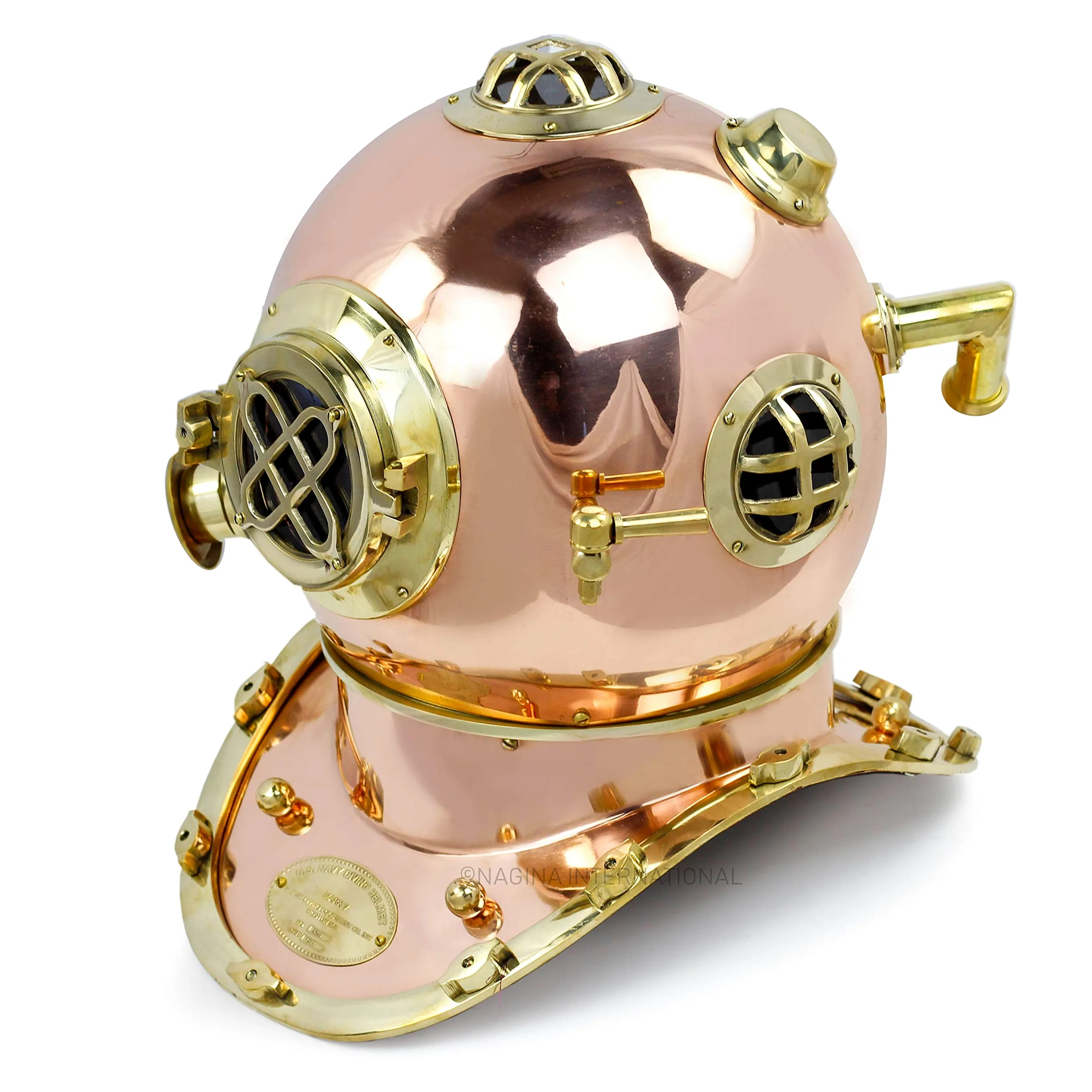 Casco náutico de buceo de 12 pulgadas | Casco decorativo de barco marítimo | Nagina International (12 pulgadas, cobre pulido)