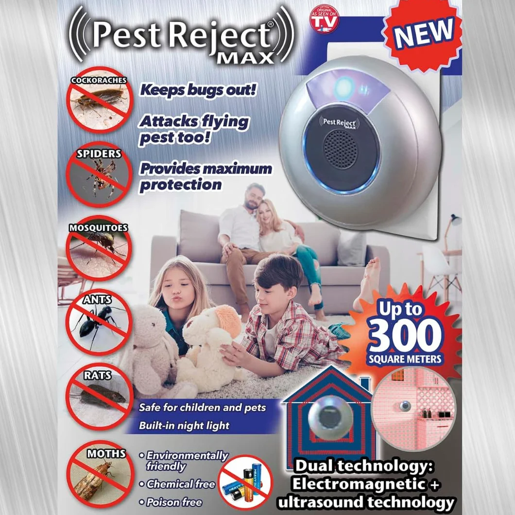 Repelente de plagas Electromagnético Ultrasonido Frecuencia Variable MAX 1 Unidad