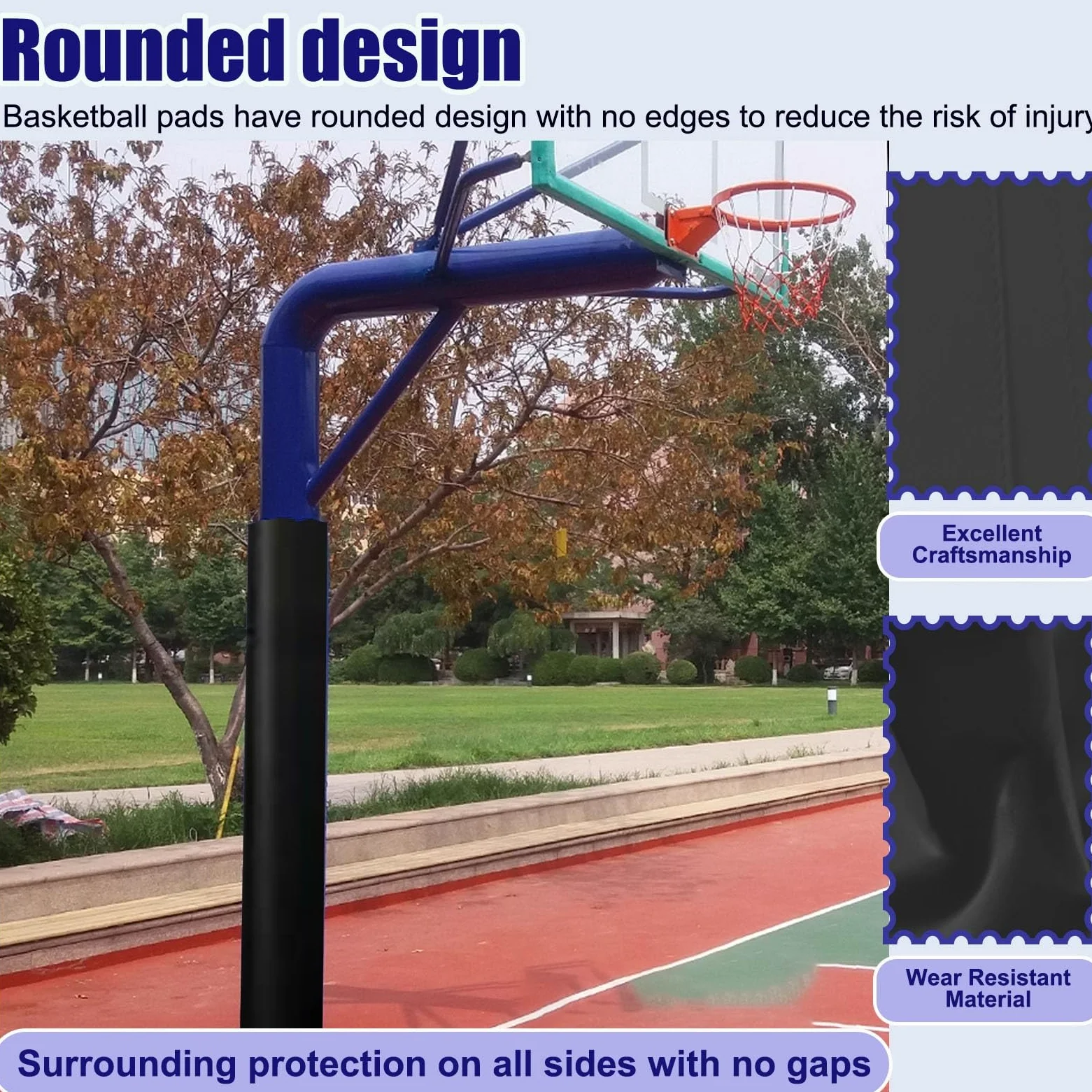 Acolchado de poste de garaje para aro de baloncesto, protector alrededor del poste de metal, seguridad del jugador para gimnasio
