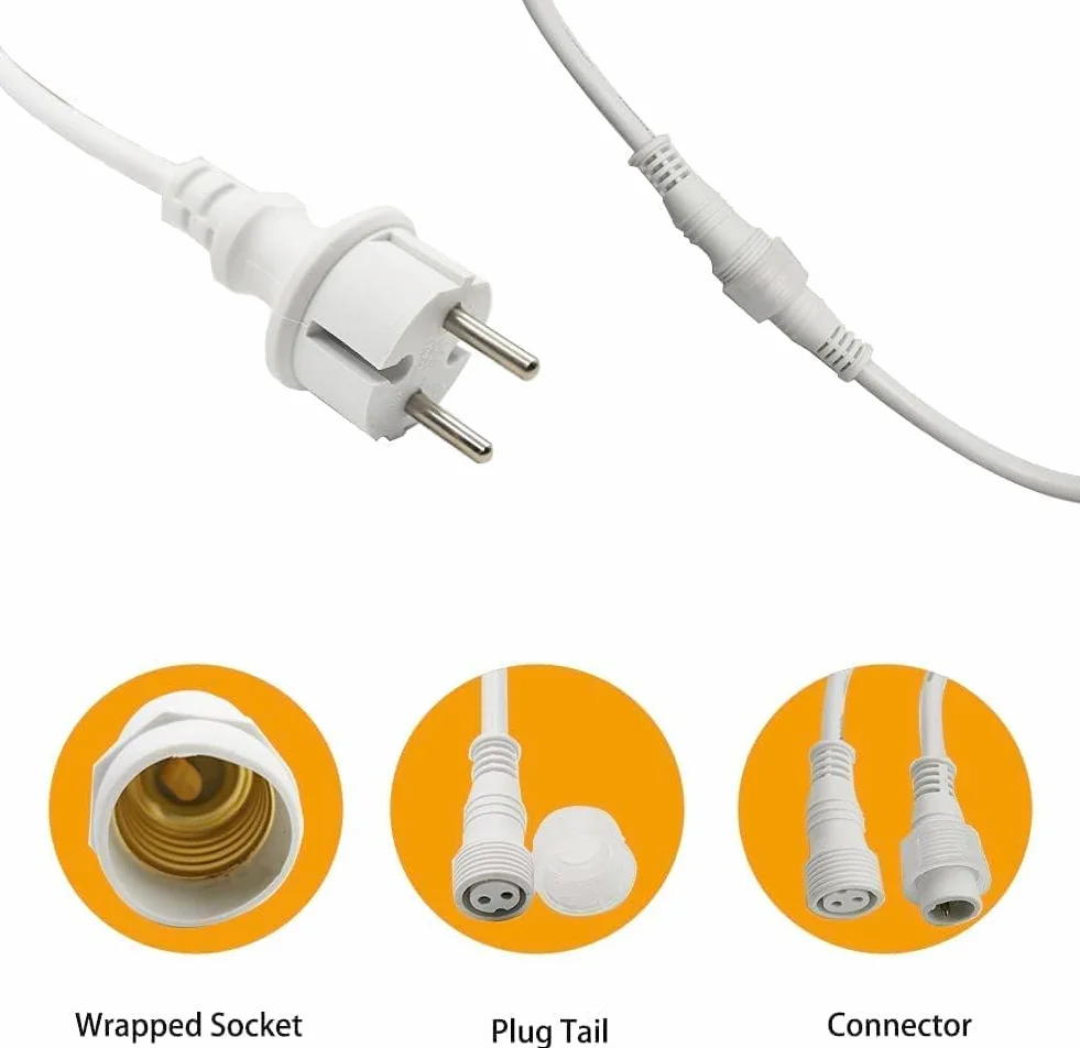 Guirnaldas Luces Exterior 10 Metros 10 Portalámparas E27 Negro Cable Impermeable IP54 1000W