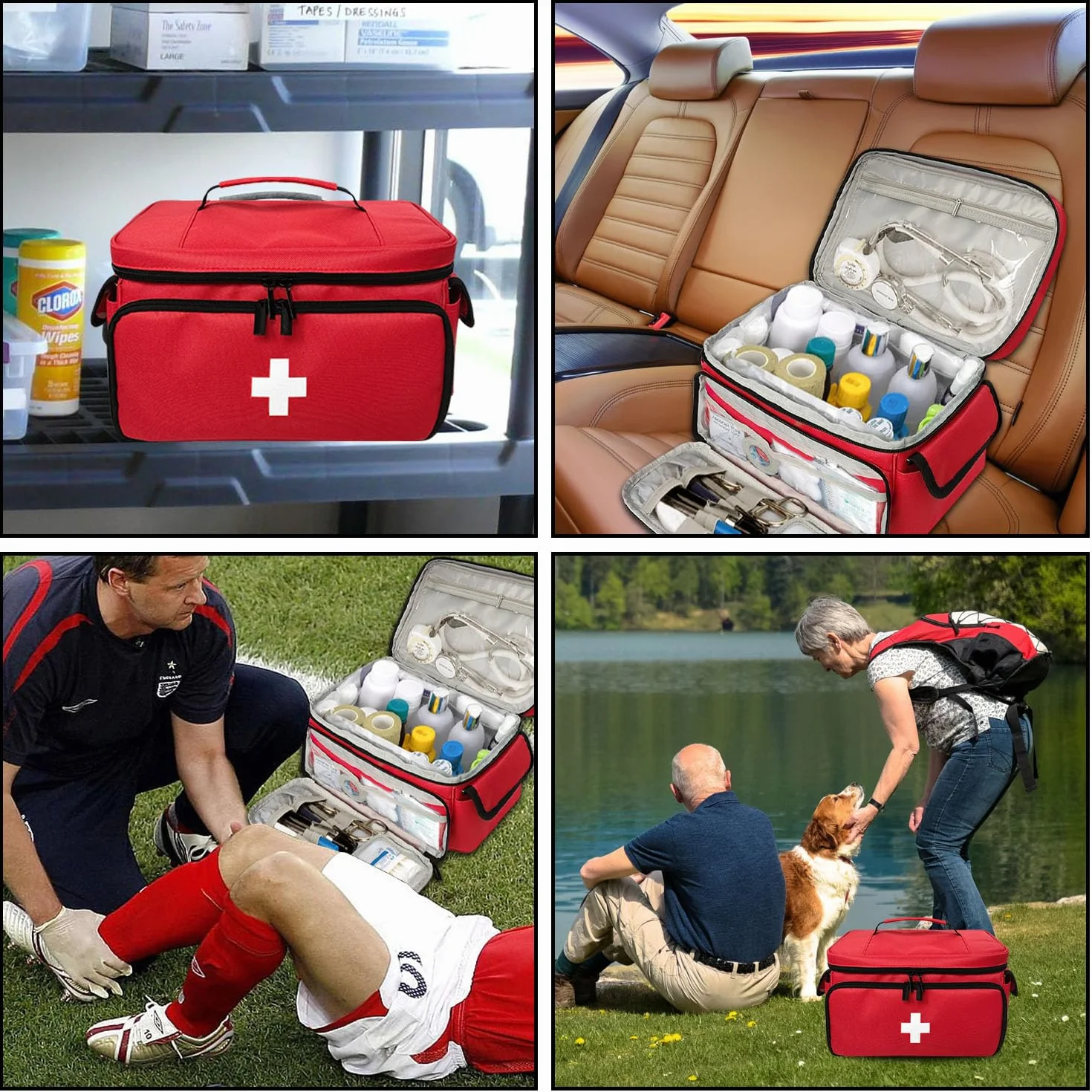 Bolsa de Primeros Auxilios, Organizador de Botiquín Médico de Emergencia para Hogar, Rojo