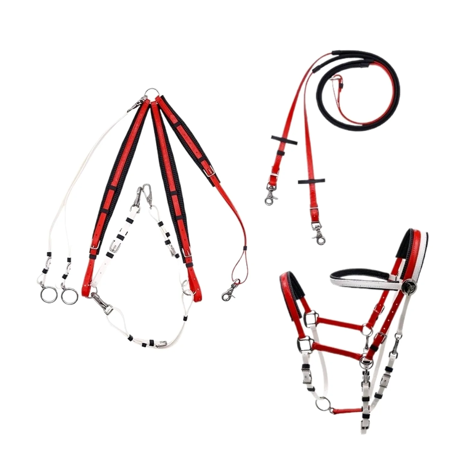 Endurance Horse Tack - Juego completo de cabestro estilo brida de nailon de cuero y PVC, juego completo de equipo de equitación, disponible (naranja)