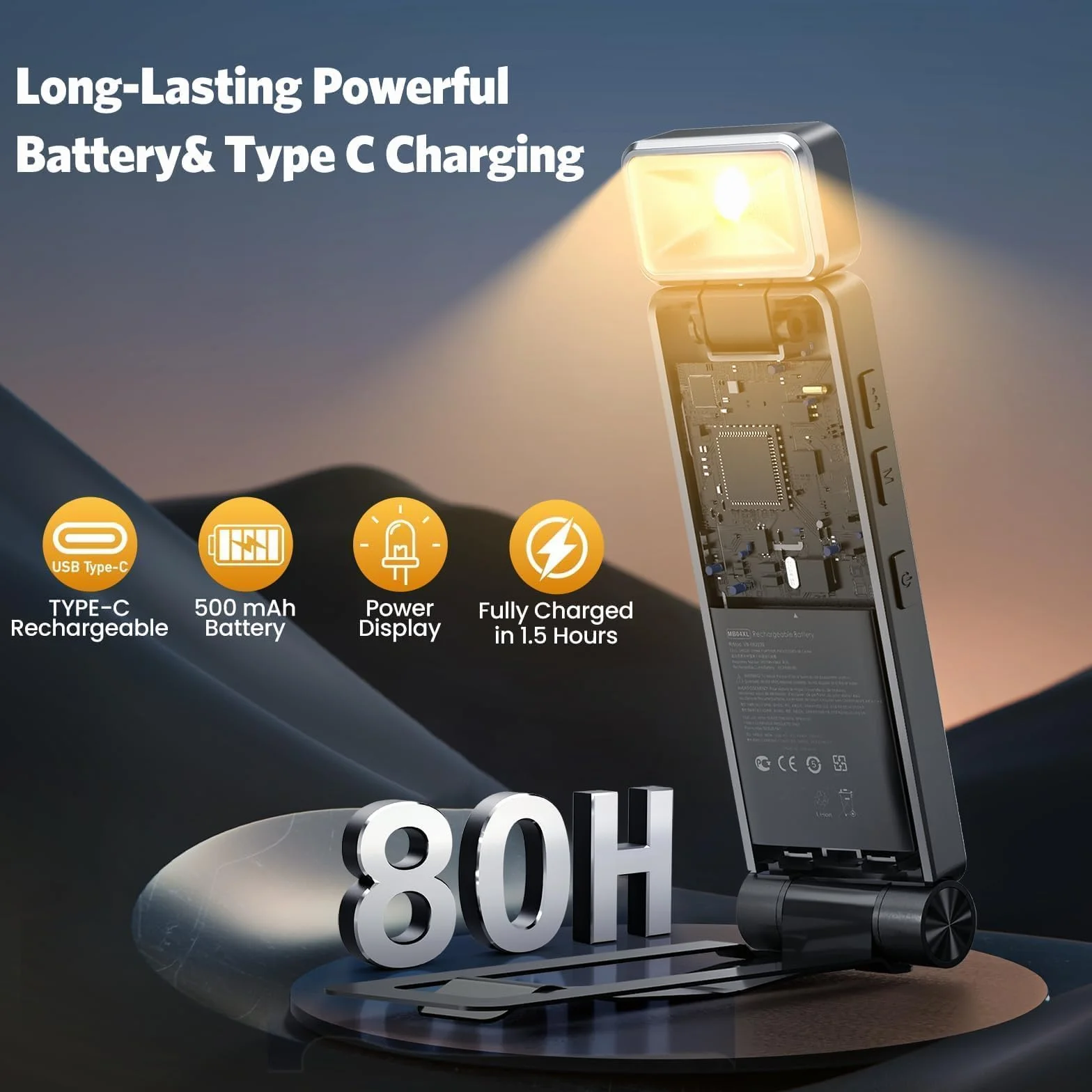 Lámpara de Lectura LED Recargable USB, 3 Colores y 3 Niveles de Brillo Ajustables, Protección Ocular