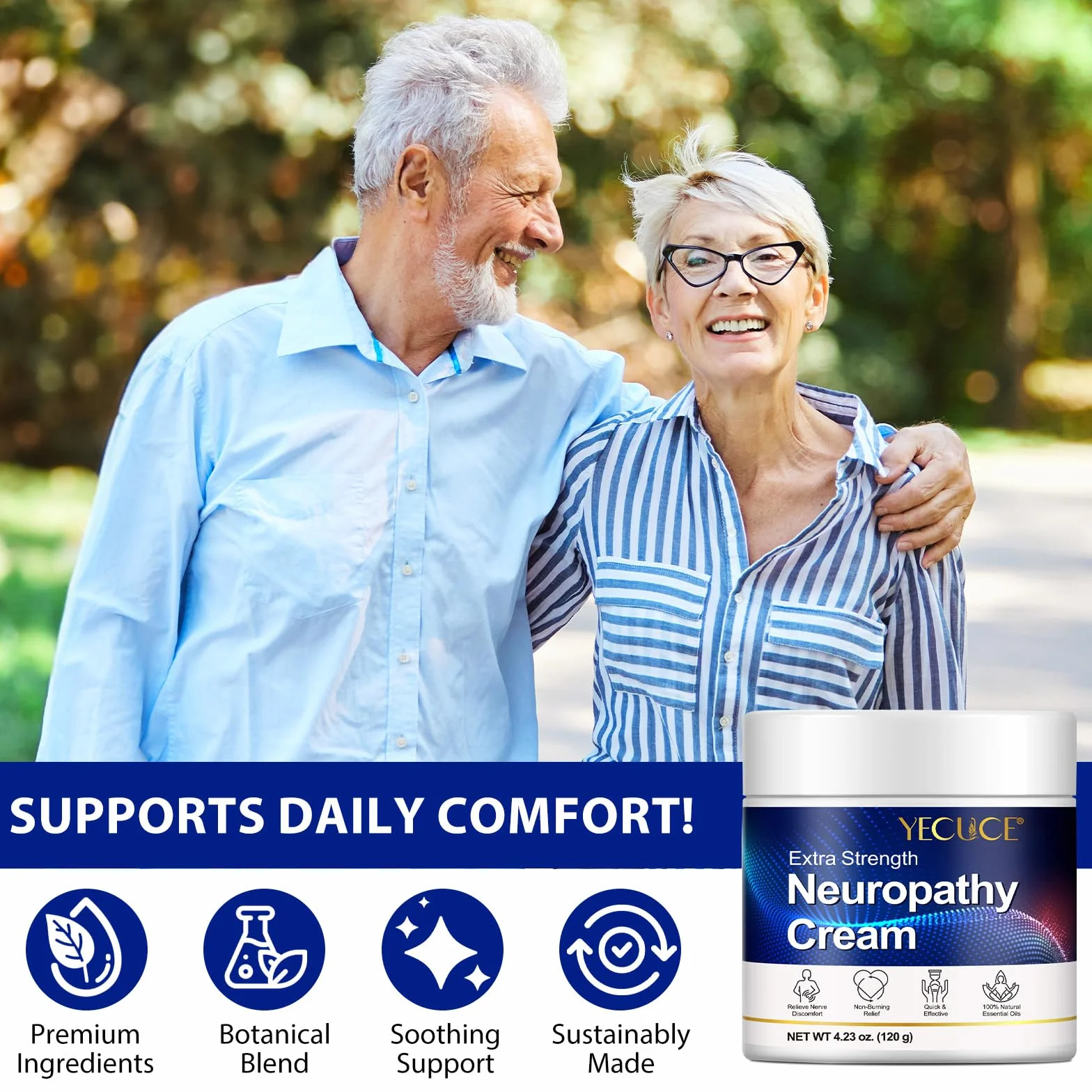 Crema extrafuerte para aliviar la neuropatía 120 g pies manos piernas espalda jengibre