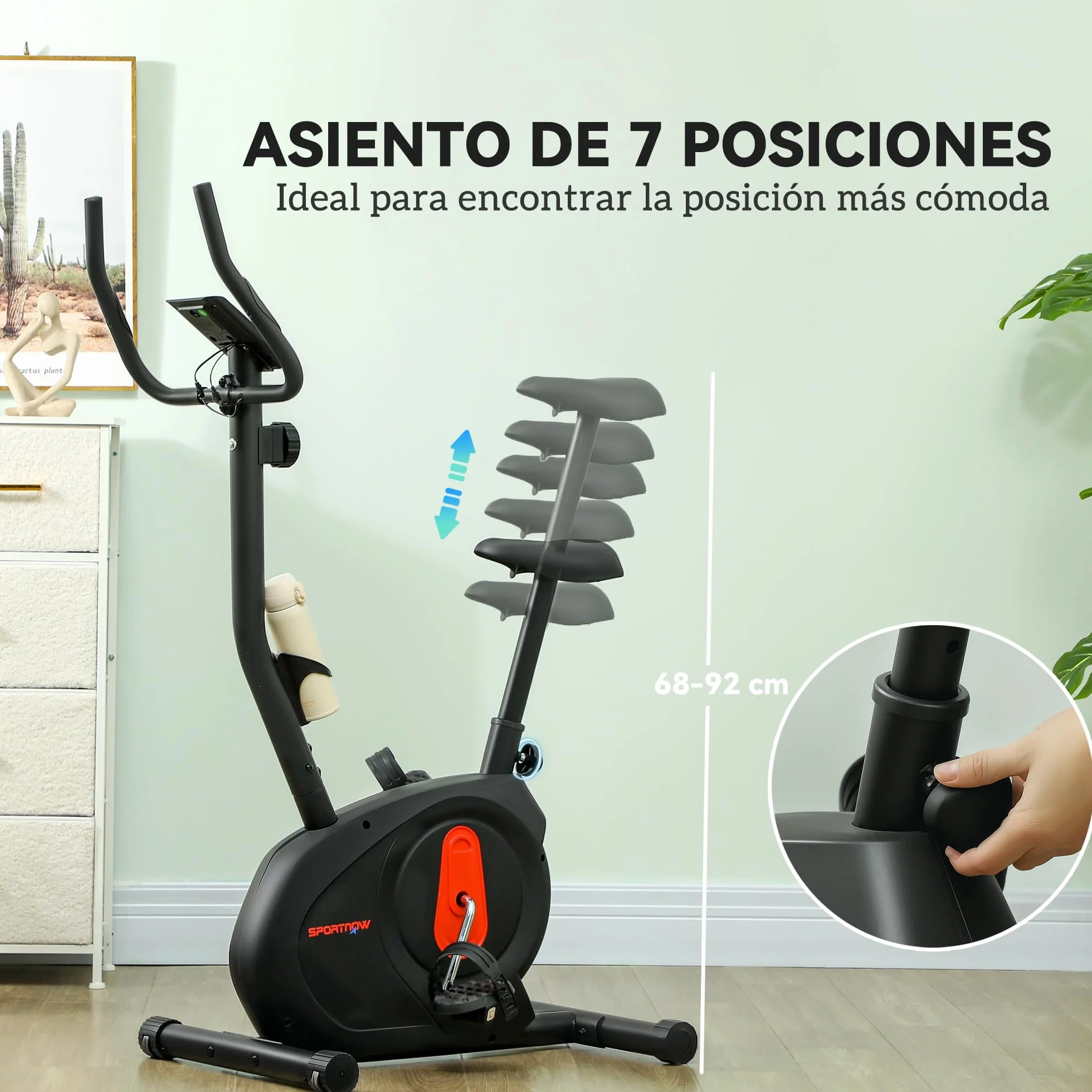 SPORTNOW Bicicleta Estática en Casa con Resistencia Magnética Ajustable Bici Estática Silenciosa con Volante Sensor de Frecuencia Asiento Regulable Pantalla LCD y Soporte de Teléfono Carga 100 kg