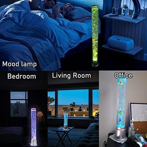 Lámpara de Pie Pez Burbuja 3,3 Pies, Lámpara de Lava LED USB 7 Colores, Regalo para Niños y Adultos
