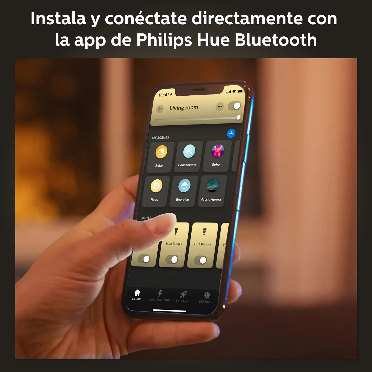 Philips Hue Bombilla LED Inteligente E27 9W 800 Lúmenes Regulable Bluetooth Zigbee Alexa
