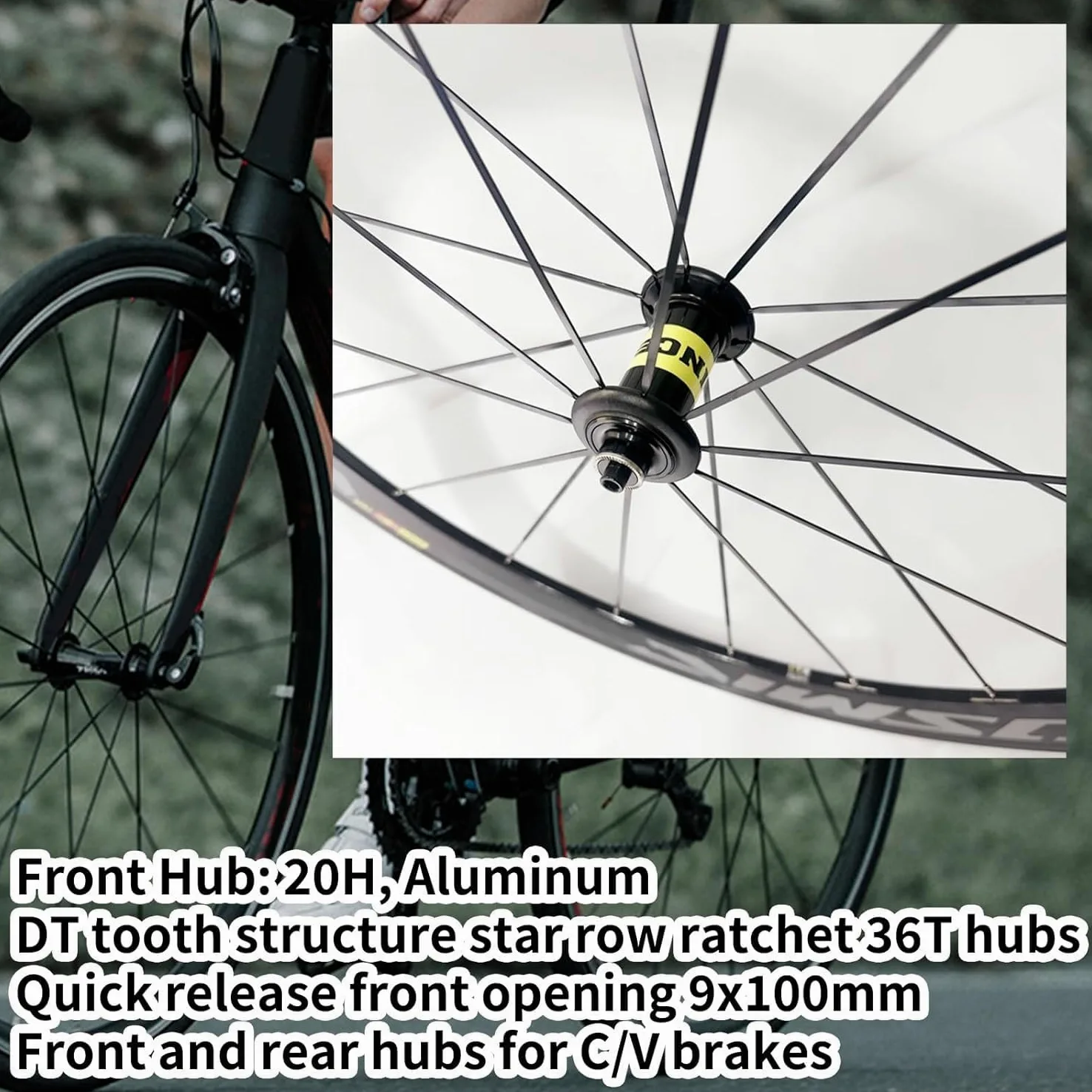 Juego de ruedas para bicicleta de carretera, con freno V/C y de disco, ruedas de aleación de aluminio de 40/50 mm y 700C, cierre rápido de 20 radios para cassette de 8, 9, 10 y 11 velocidades.