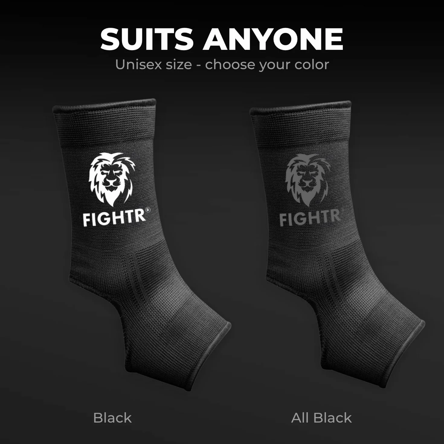 FIGHTR® Tobillera unisex | Ajuste perfecto en la articulación de protección del tobillo | para adultos en talla única para kickboxing, MMA, Muay Thai y otras artes marciales