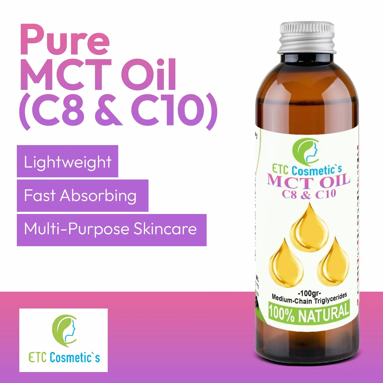 Aceite MCT 100 g Triglicéridos de cadena media C8 C10
