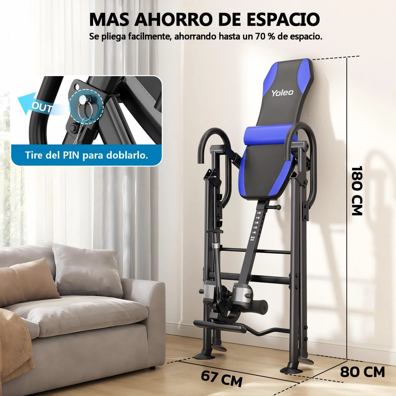 YOLEO Gravity Mesa de inversión Robusto con Soporte Lumbar, Ajuste Multiángulo para Terapia de Alivio del Dolor