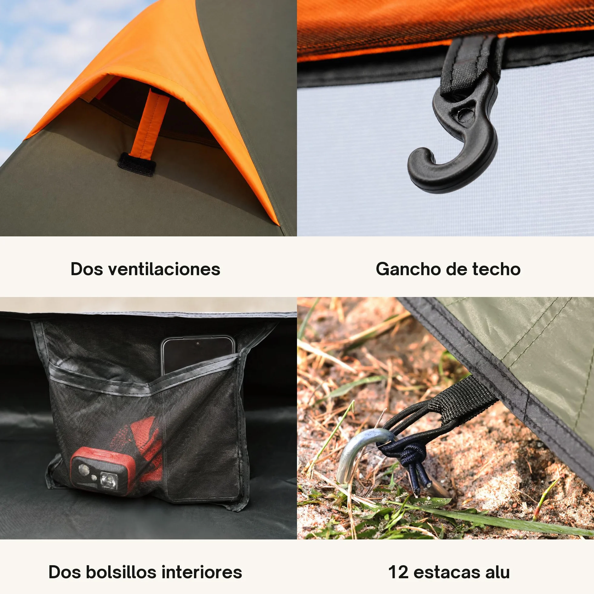 Trinordic Tienda Ligera 1-2 Personas – Tunnel Arco Único, 1,7 kg Peso Mínimo, 3000 mm Columna de Agua, Verde Oliva
