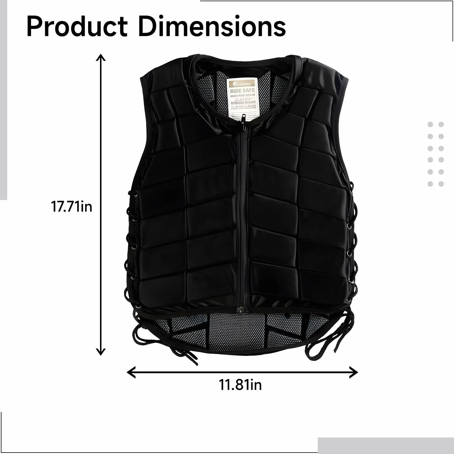 Chaleco de seguridad ecuestre para adultos, chaleco protector de equitación negro, chaleco acolchado de EVA, unisex, cierre de cremallera