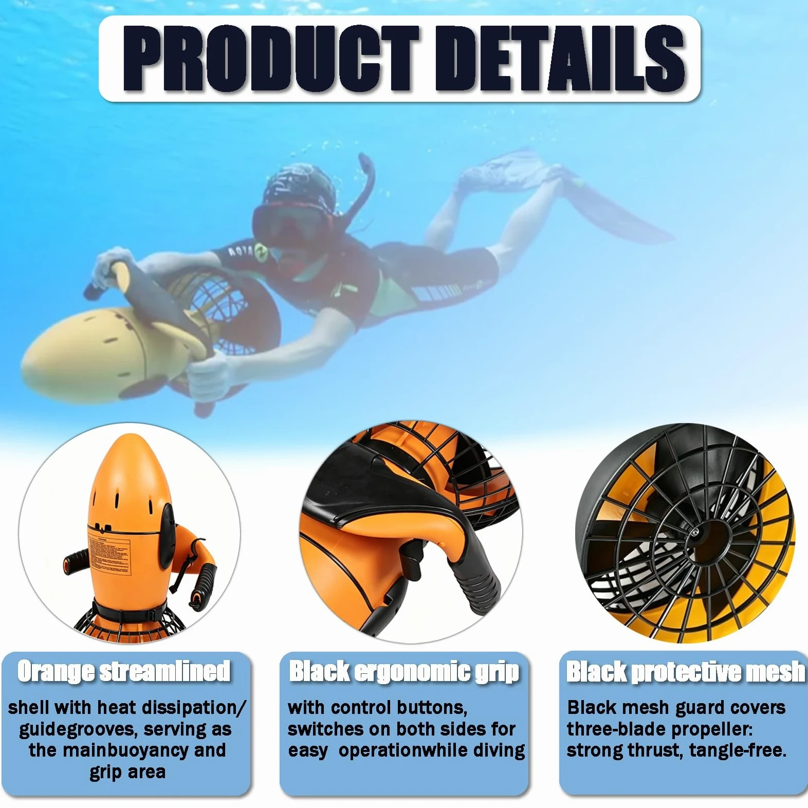Propulsor eléctrico subacuático,Vehículo Submarino de propulsión | Buceo Sea Scooter, Seascooter Submarino de 300 W/500 W, Batería de Litio Duradera más Reciente de 2026
