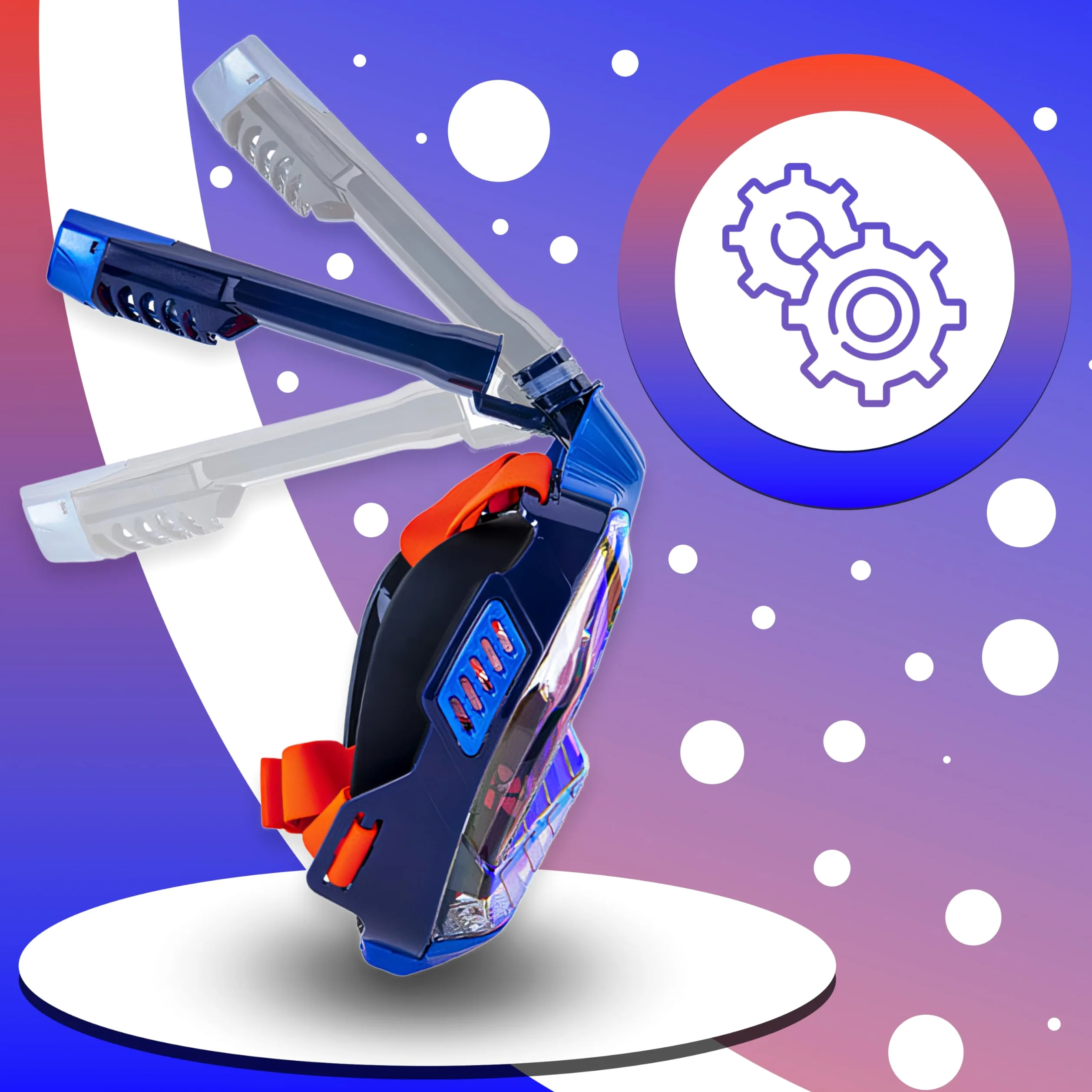 Retoo Máscara de esnórquel, máscara completa para adultos y niños, tecnología L XL, antivaho, antifugas, máscara completa con campo de visión de 180°, gafas de buceo con cámara de ajuste, set de