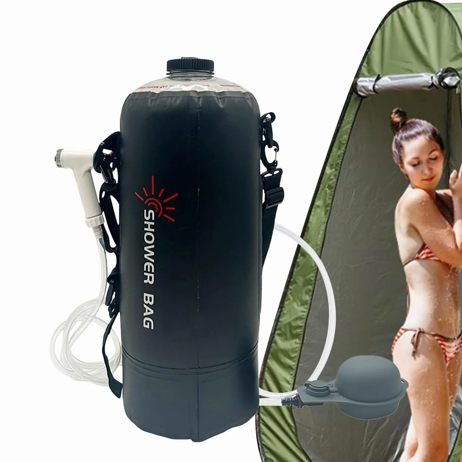 Bolsa De Ducha De Camping Calentamiento Solar Manguera Desmontable | Duchas Solares Portátiles Para Acampar Equipo Senderismo, Playa, Natación, Accesorios Viaje, Aire Libre, Overlanding