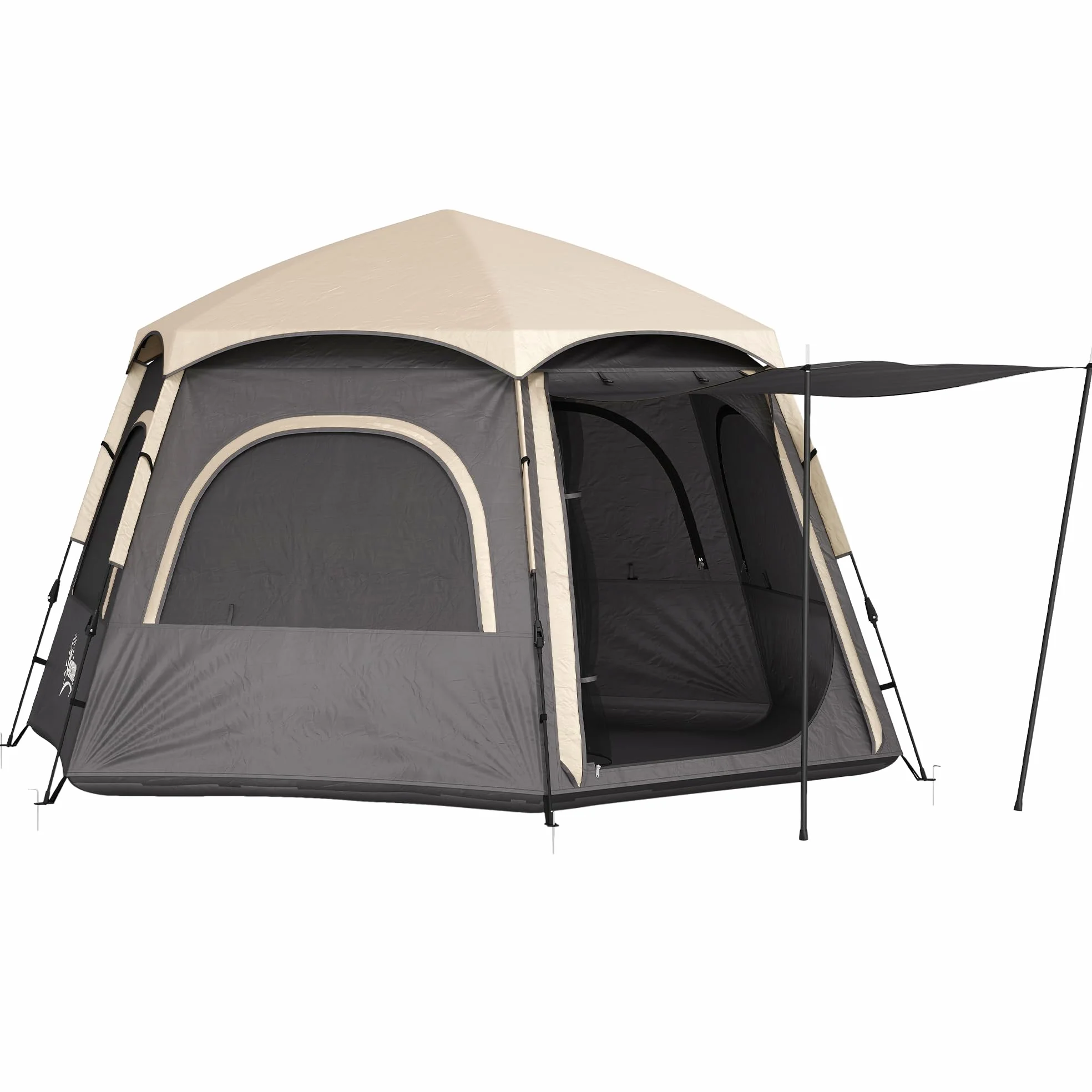 Outsunny Tienda de campaña instantánea para 2/3/4 personas, fácil instalación, tienda familiar con vestíbulo, lluvia, 4 ventanas de malla y 2 puertas, diseño hexagonal, tienda de campaña impermeable