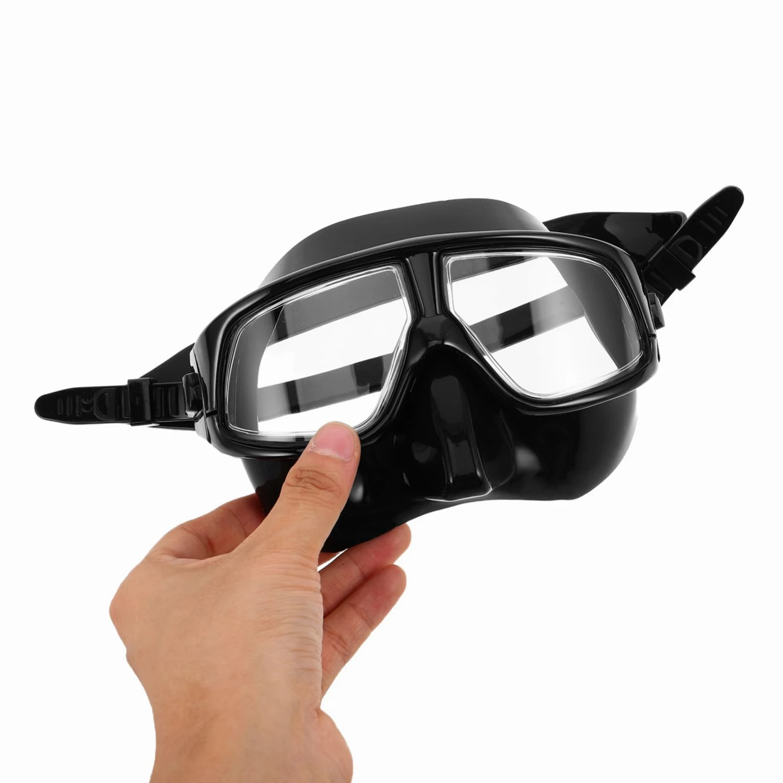 Máscara de Snorkel de Gran Visión Volumen para Adultos | Silicona Negra, Uso en Piscina y Snorkel, Diseño con Cubierta Nasal y Ajuste Cómodo