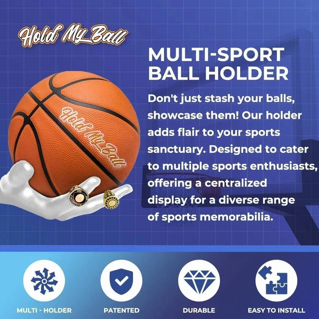Estante Almacenamiento Baloncesto 22x17cm Soporte Pared Balonmano con 3 Tornillos, Soporte de Decoración Artística, Apto para Baloncesto, Fútbol, Fútbol