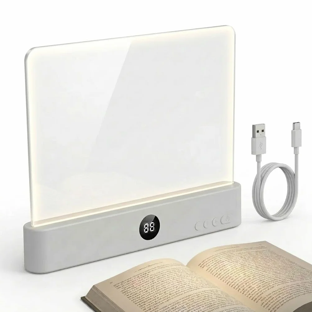 Panel de Lectura LED para Libros, Panel Acrílico Ultradelgado, Luz de Marcador y Nocturna, Compacta y Portátil
