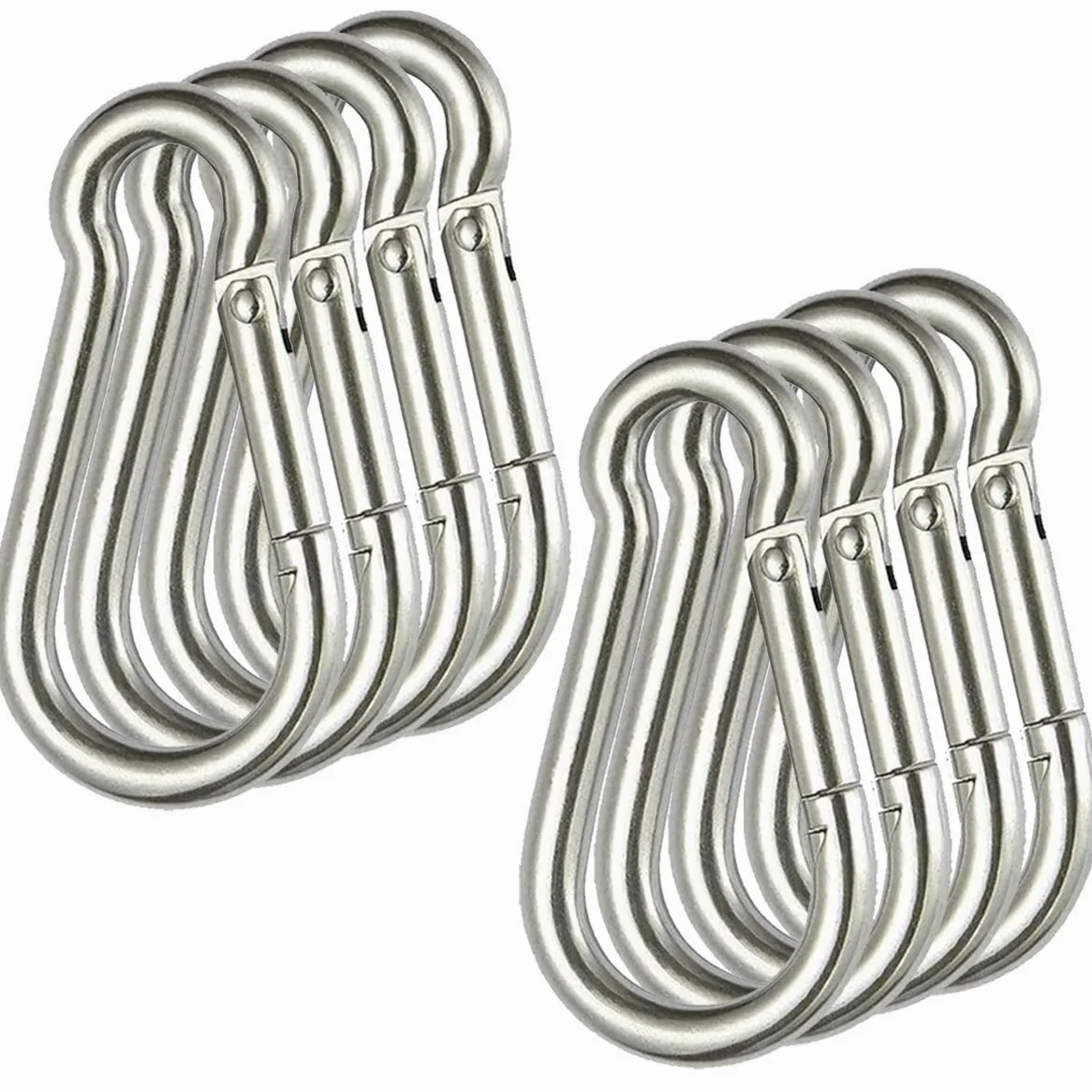 Mosquetón de acero inoxidable 304 con resorte para camping, senderismo, viajes, pesca
