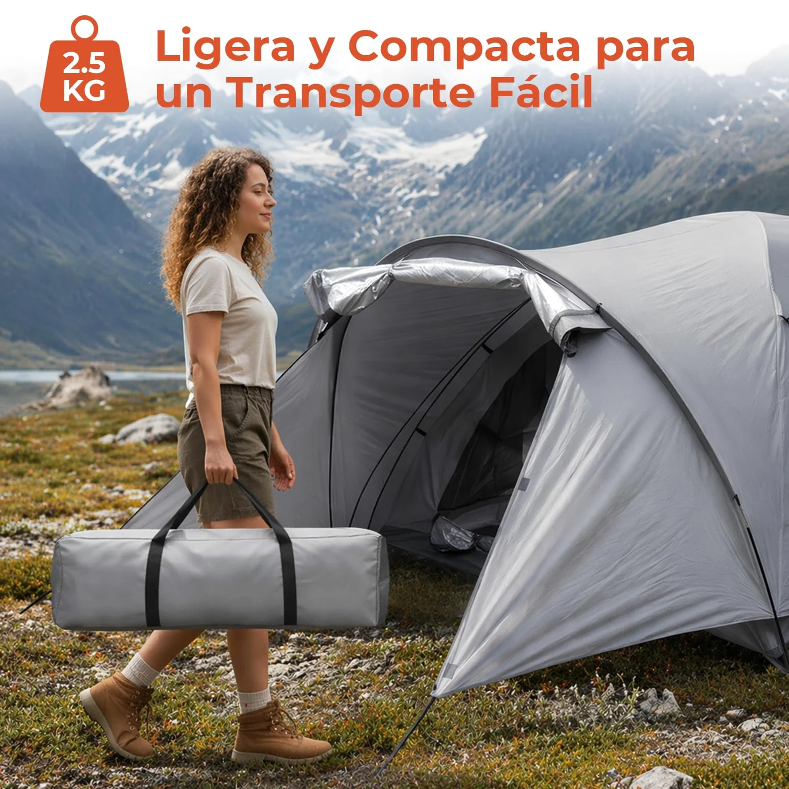 Tienda de campaña para 2-3 Personas, Tienda Tipo cúpula con Zona de Entrada y toldo Plegable, Tienda Tipo iglú, Impermeable y Resistente a los Rayos UV, Ideal para acampadas Festivales