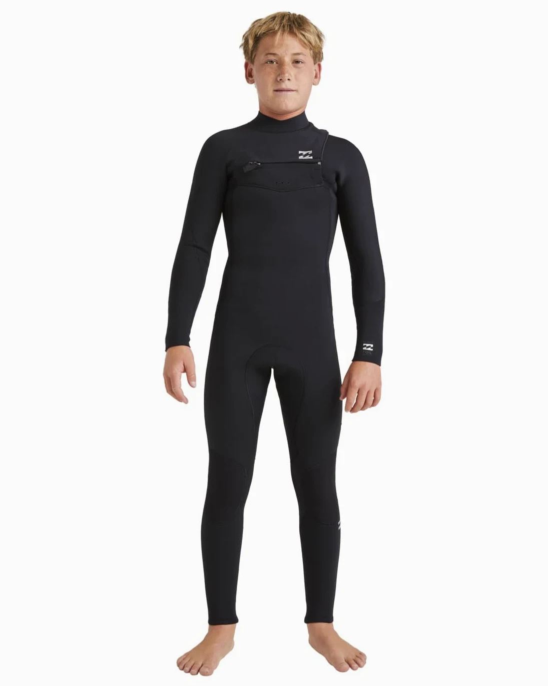 BILLABONG Traje de Neopreno Junior Foil de 5/4 mm con Cremallera en el Pecho - Negro - Manga Larga - Tipo de Espuma de Neopreno: Espuma Lite, parcialmente reciclada