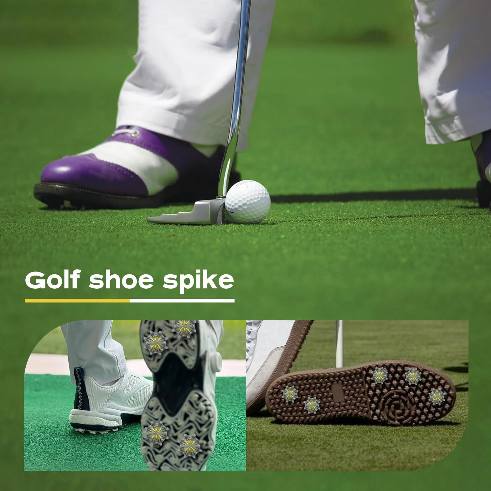 Juego de 12 Clavos de Golf, Clavos de Repuesto para Zapatos de Golf, con Cepillo de Limpieza y Herramientas de Repuesto.