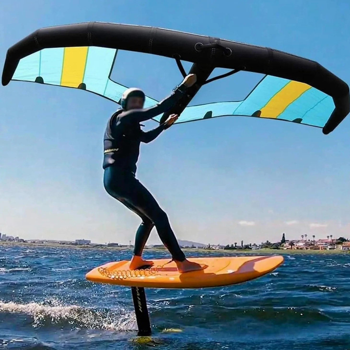 Vela de Surf Hinchable con Ventana para Wing Foil 4m2 | Incluye mochila, bomba y leash; para adultos en wingfoil, wingsurf y SUP durante viajes a playa, lago o bahía