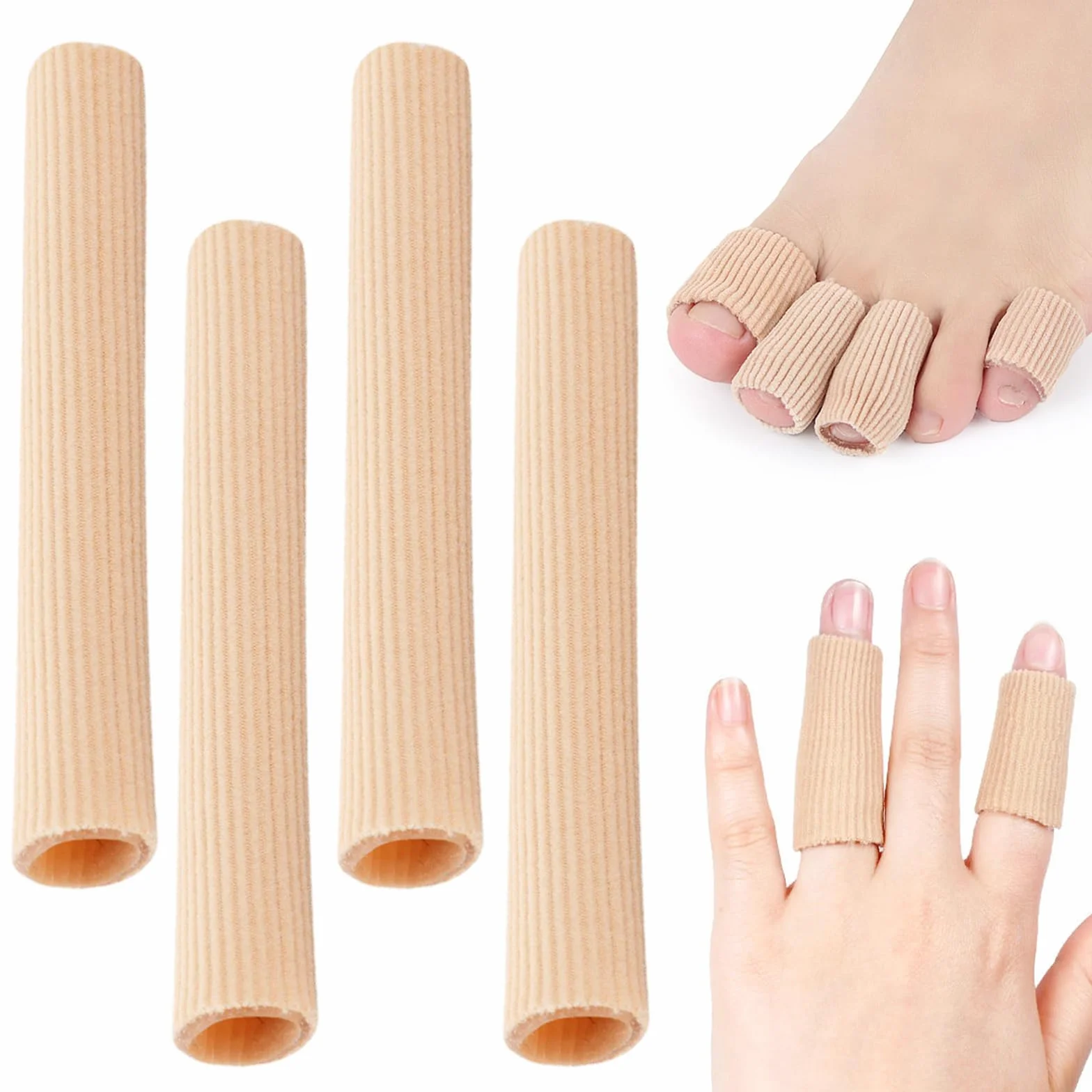 4 Piezas Protector Dedos Pie de Silicona Cortables, Vendaje de Tubo Protección para Callos Ampollas Dedos Pies y Manos 15 cm