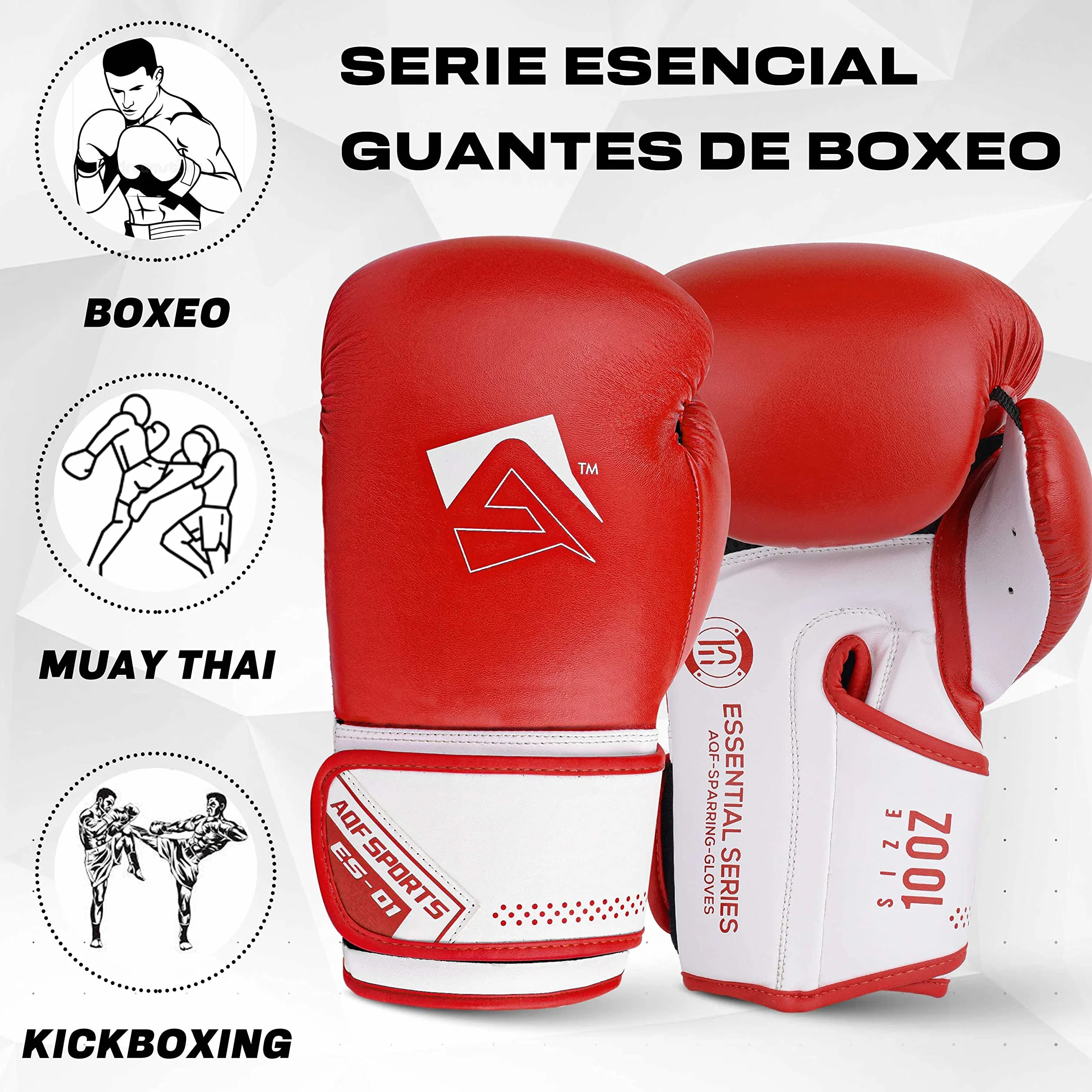 AQF Guantes Boxeo Cuero Saco Boxeo Guantillas MMA Kick Boxing Muay Thai UFC Capa Extra Acolchado 8 10 12 14 16 Oz