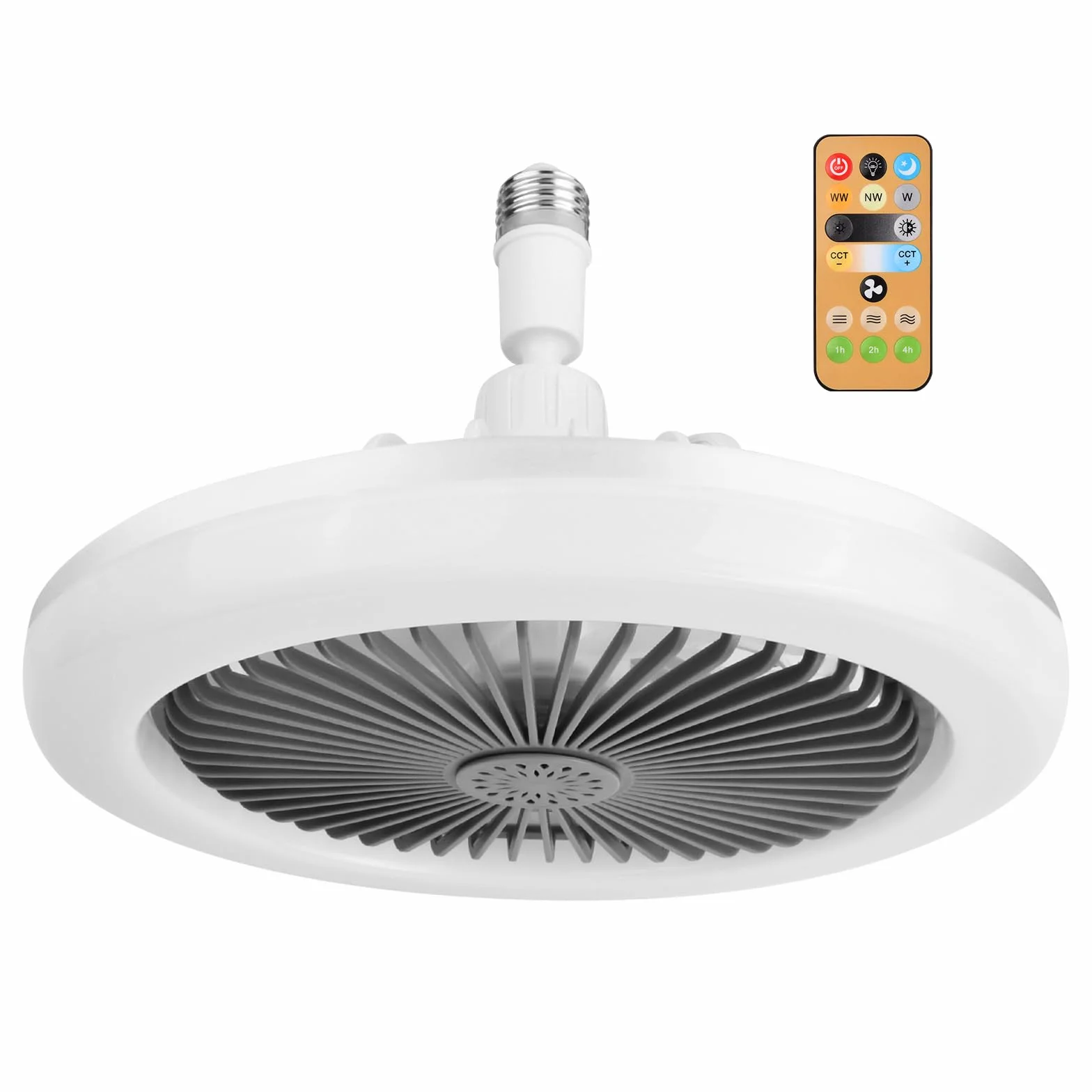 Ventilador de Techo con Luz LED Regulable 30W, E27, Control Remoto, 3 Velocidades, Silencioso para Dormitorio