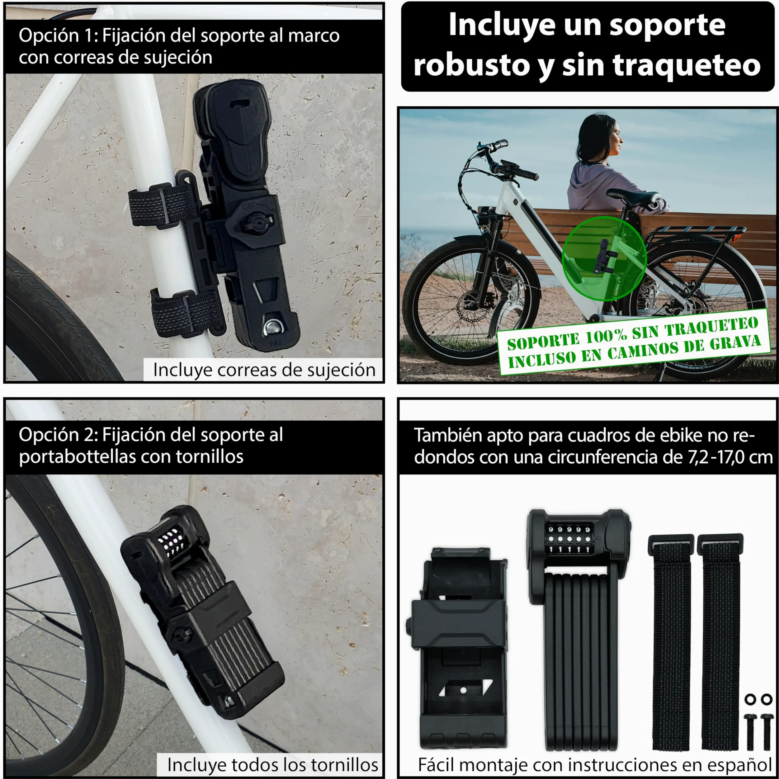 KOHLBURG Candado de bicicleta de combinación con código | 101 cm de largo | Repele cortapernos, código de 5 cifras, candado plegable con soporte, alta seguridad, para bicicleta, scooter y e-bike