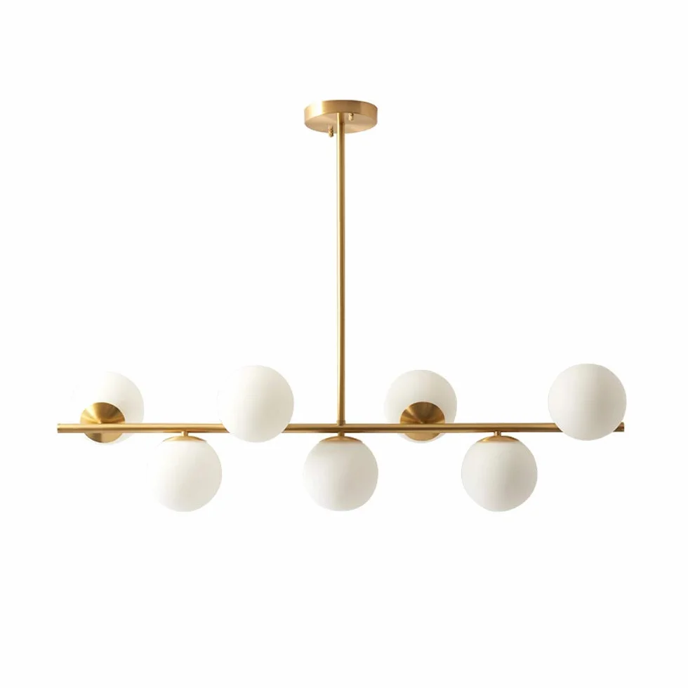 KCO Lighting Lámpara Colgante de Comedor Moderna de Metal Dorado, 7 Luces E27, Altura Ajustable 80 cm