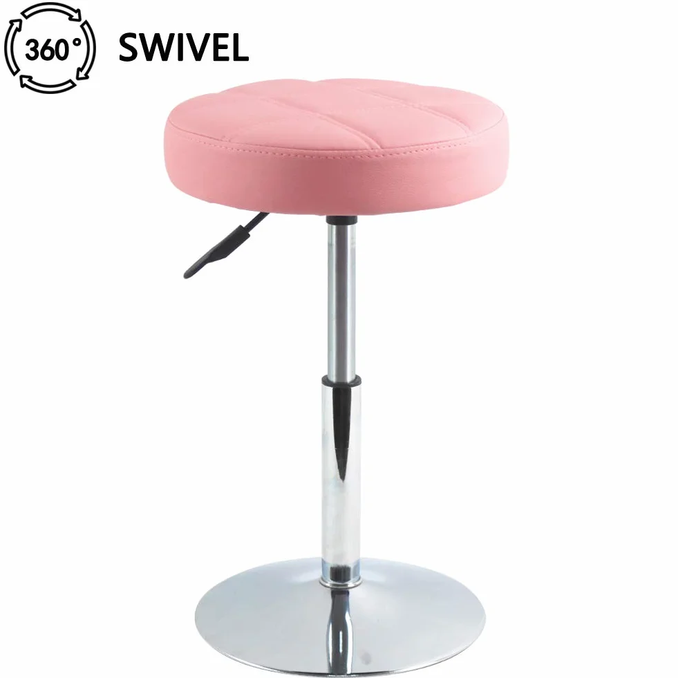 FURWOO Round Salon Massage Silla Giratorio de Trabajo para Barbería Beauty Salon (Rosa)