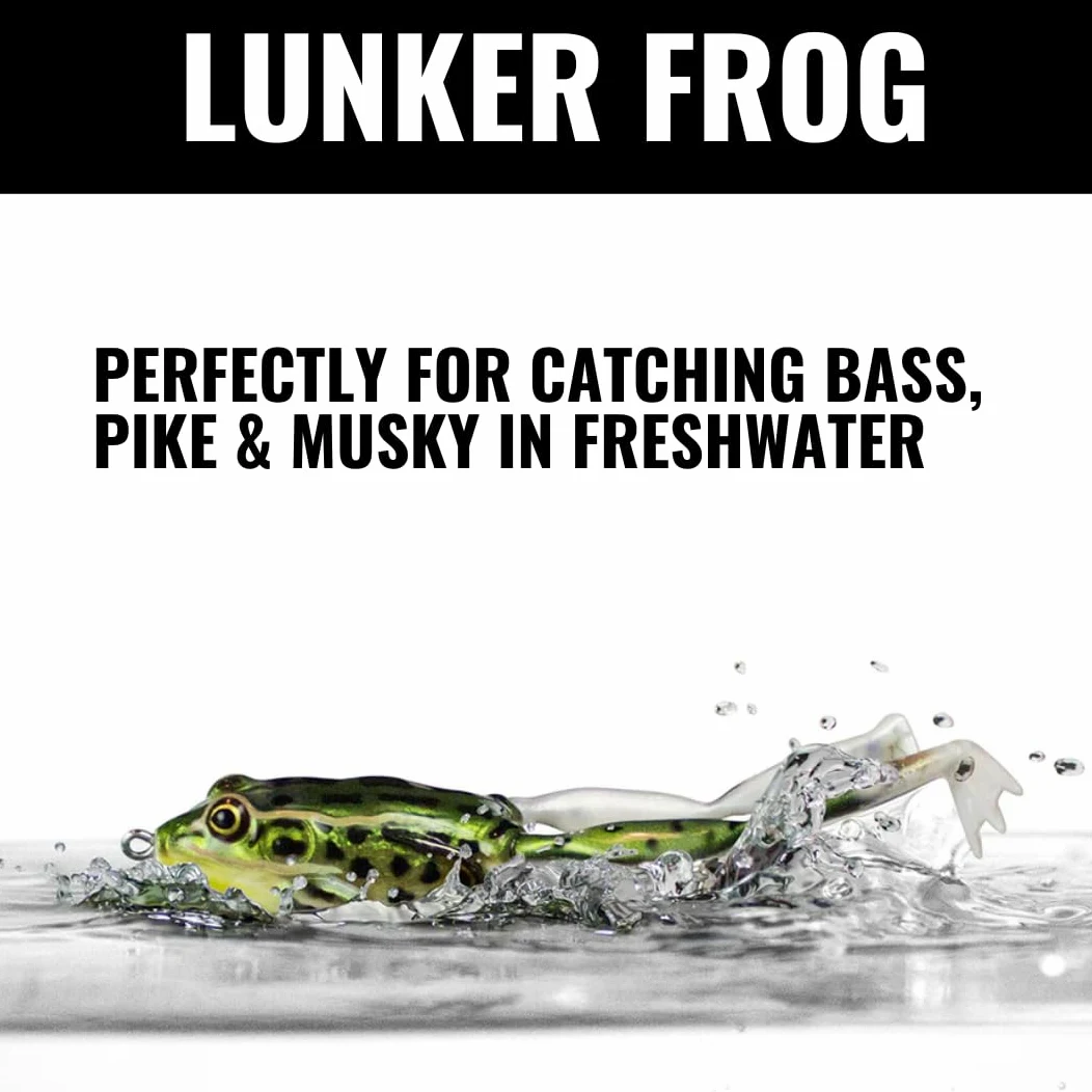 Lunkerhunt - Kit de señuelo de Pesca (Paquete de 3) | 1 Tortuga, 1 Rana, 1 pez Sol | Cebo de Pesca de Agua Superior para Pesca de lubina, anzuelos sin Malas Hierbas